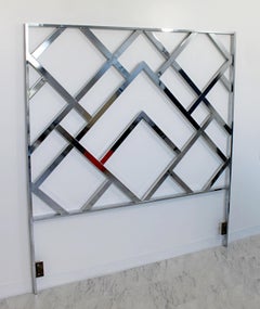 Mid-Century Modern Milo Baughman Chrome Queen Size Bed Frame Headboard, 1970s