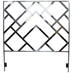 Mid-Century Modern Milo Baughman Chrome Queen Size Bed Frame Headboard, 1970s