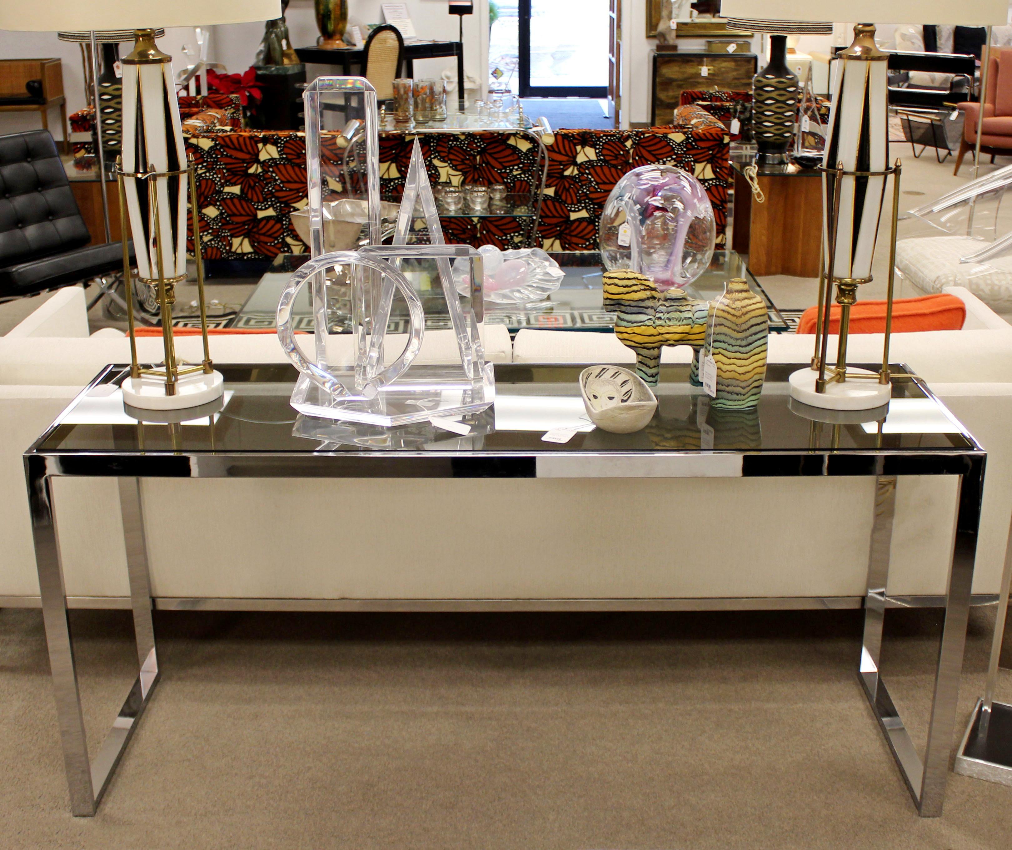 Mid-Century Modern Milo Baughman Chrome and Smoked Glass Console Table, 1970s 4