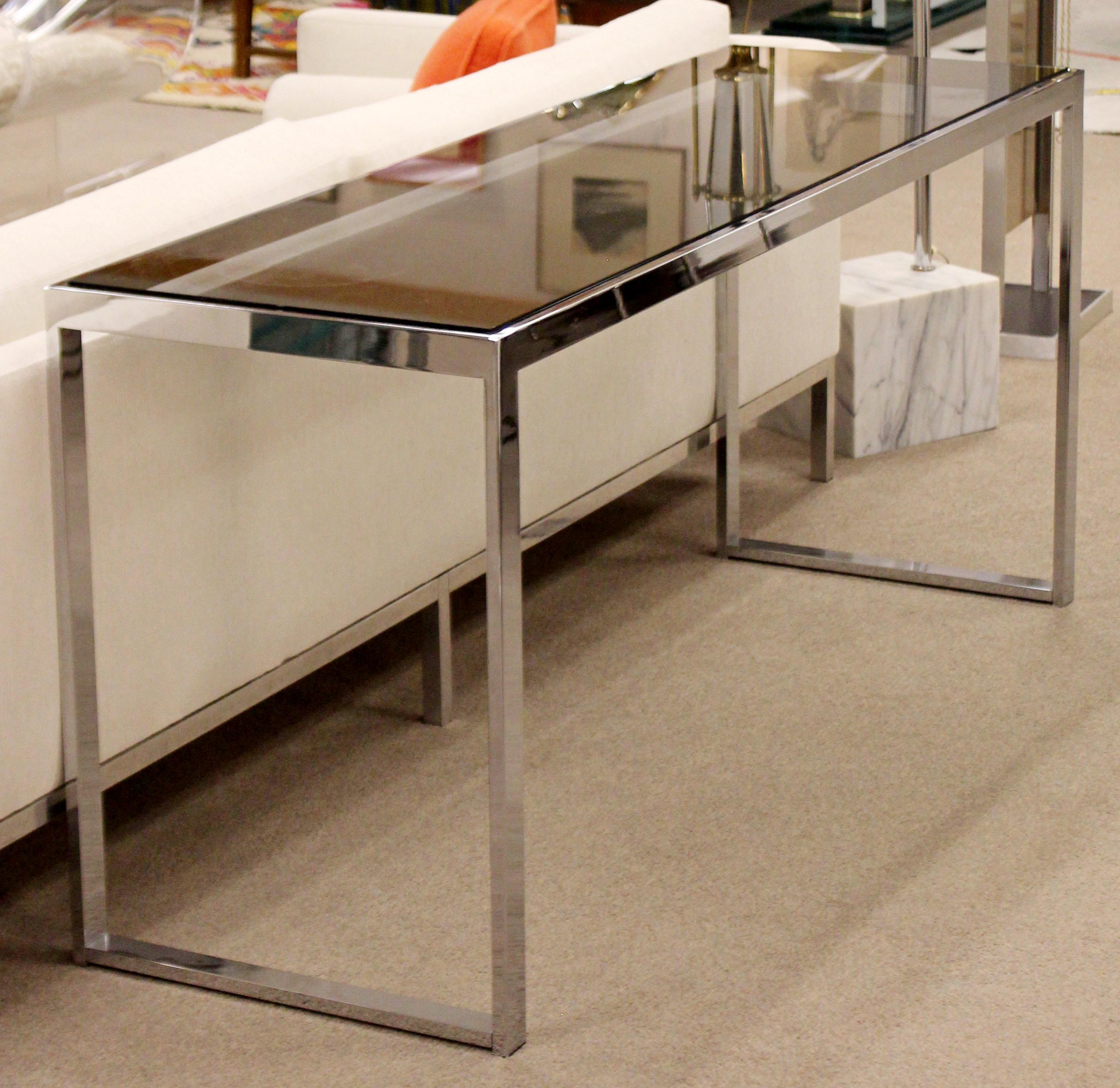 Late 20th Century Mid-Century Modern Milo Baughman Chrome and Smoked Glass Console Table, 1970s