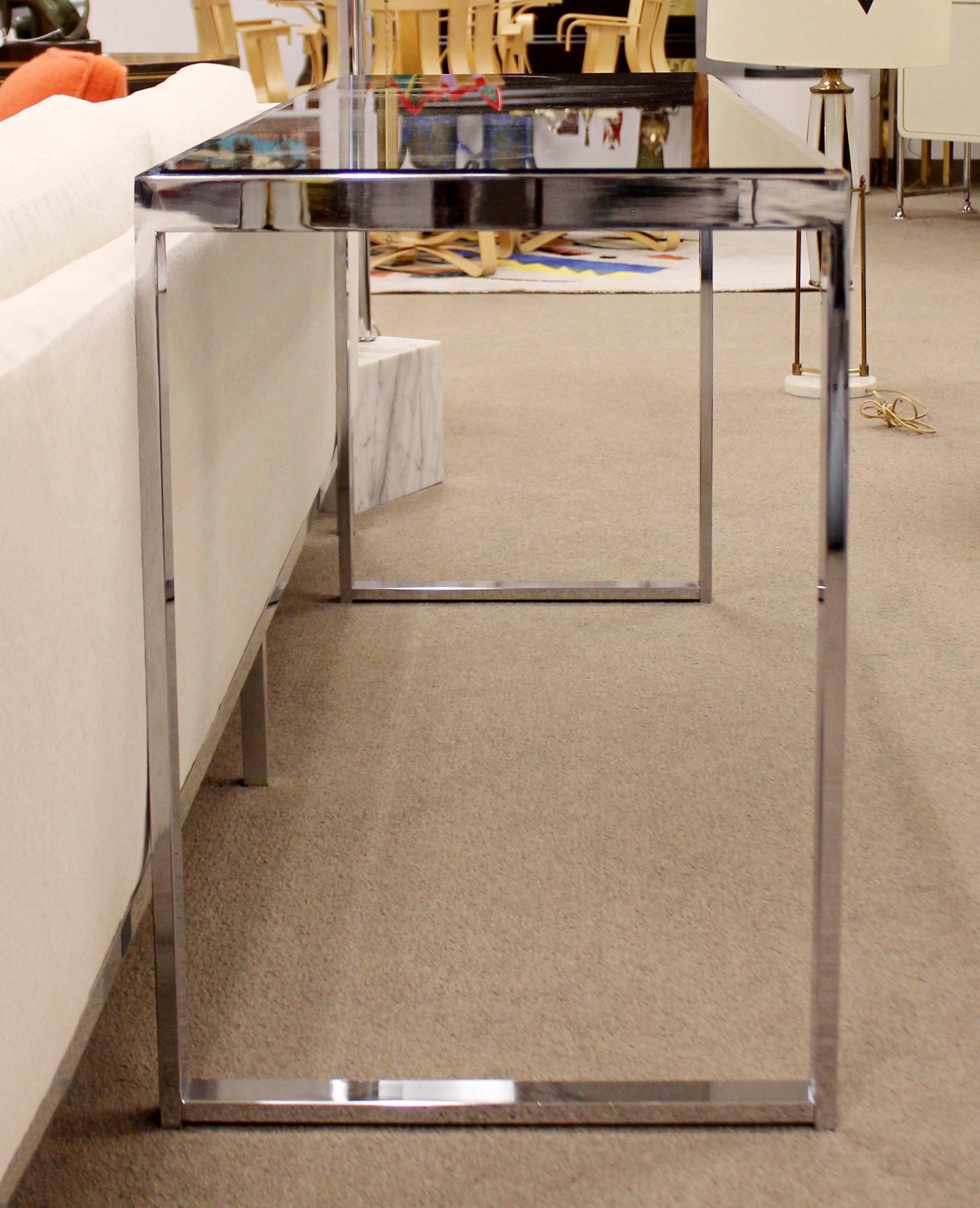 Mid-Century Modern Milo Baughman Chrome and Smoked Glass Console Table, 1970s 2