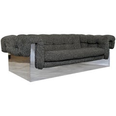 Sofa Loveseat moderne du milieu du siècle Milo Baughman à touffes chromées:: 1970