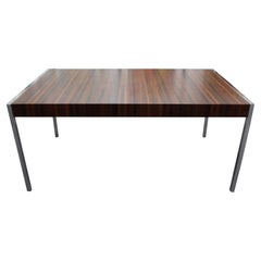 Retro Mid-Century Modern Dining Dinette Table Chrome and Zebra Wood