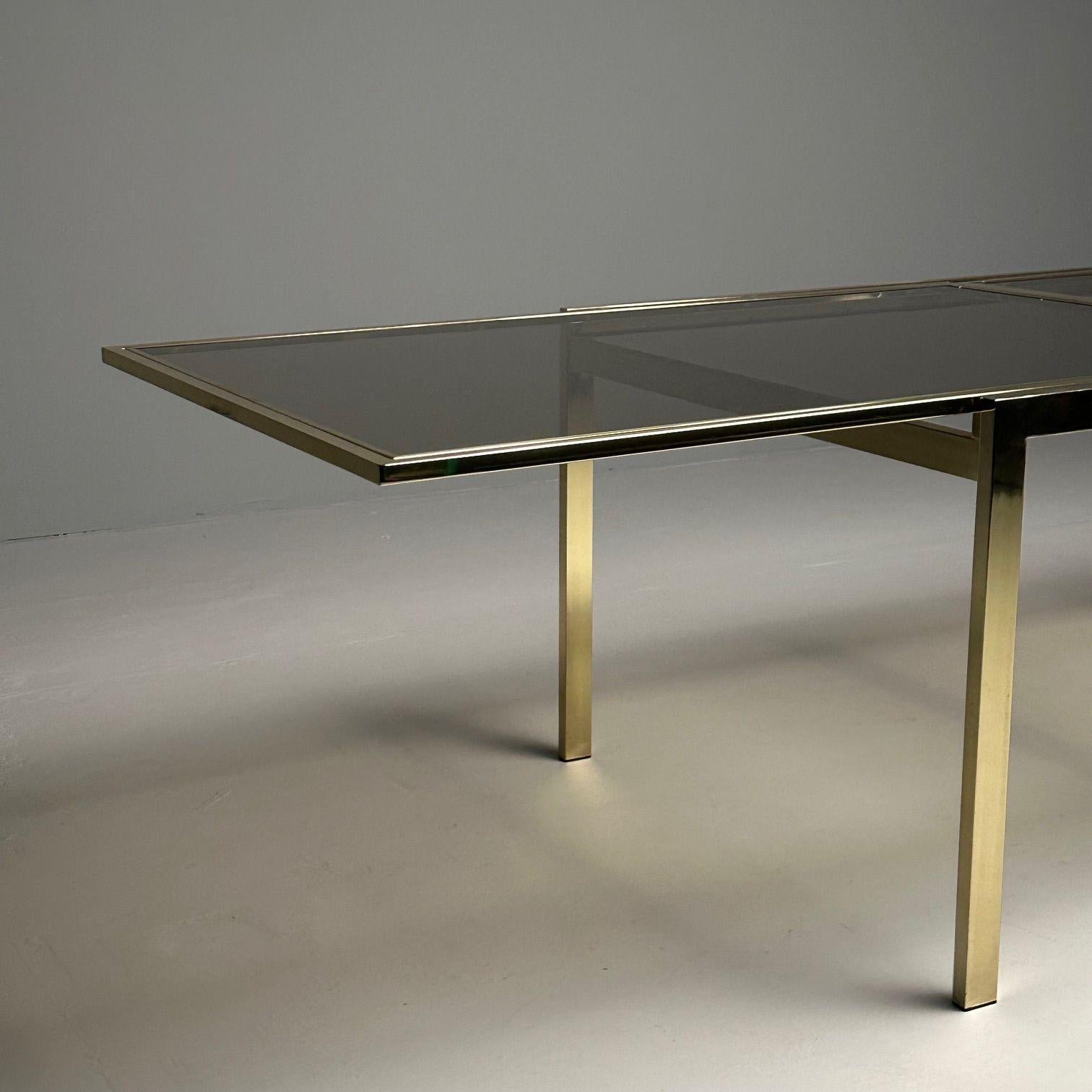 Milo Baughman, DIA, Mid-Century Modern Dining Table, Smoked Glass, Brass, Canada For Sale 5