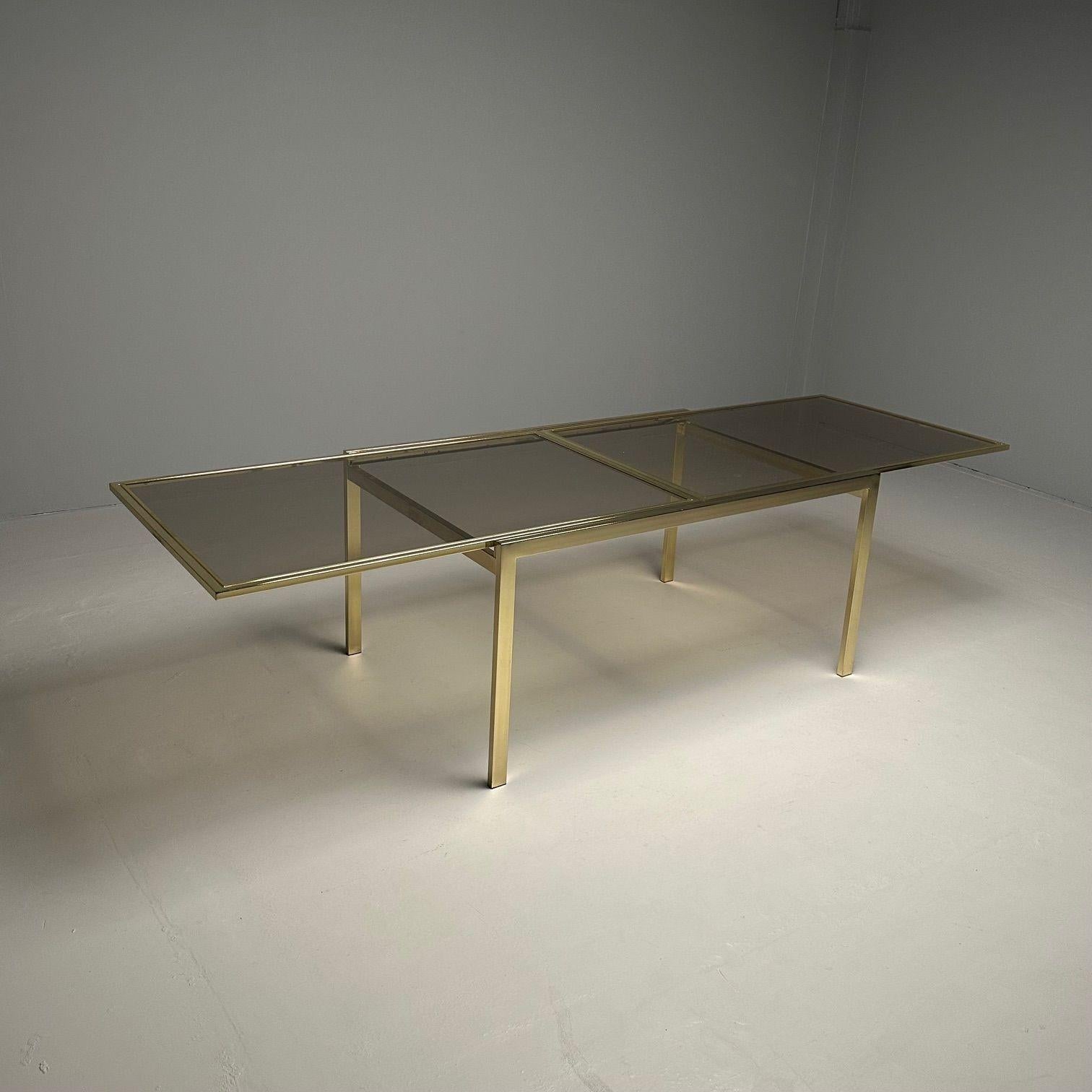 Milo Baughman, DIA, Mid-Century Modern Dining Table, Smoked Glass, Brass, Canada For Sale 6