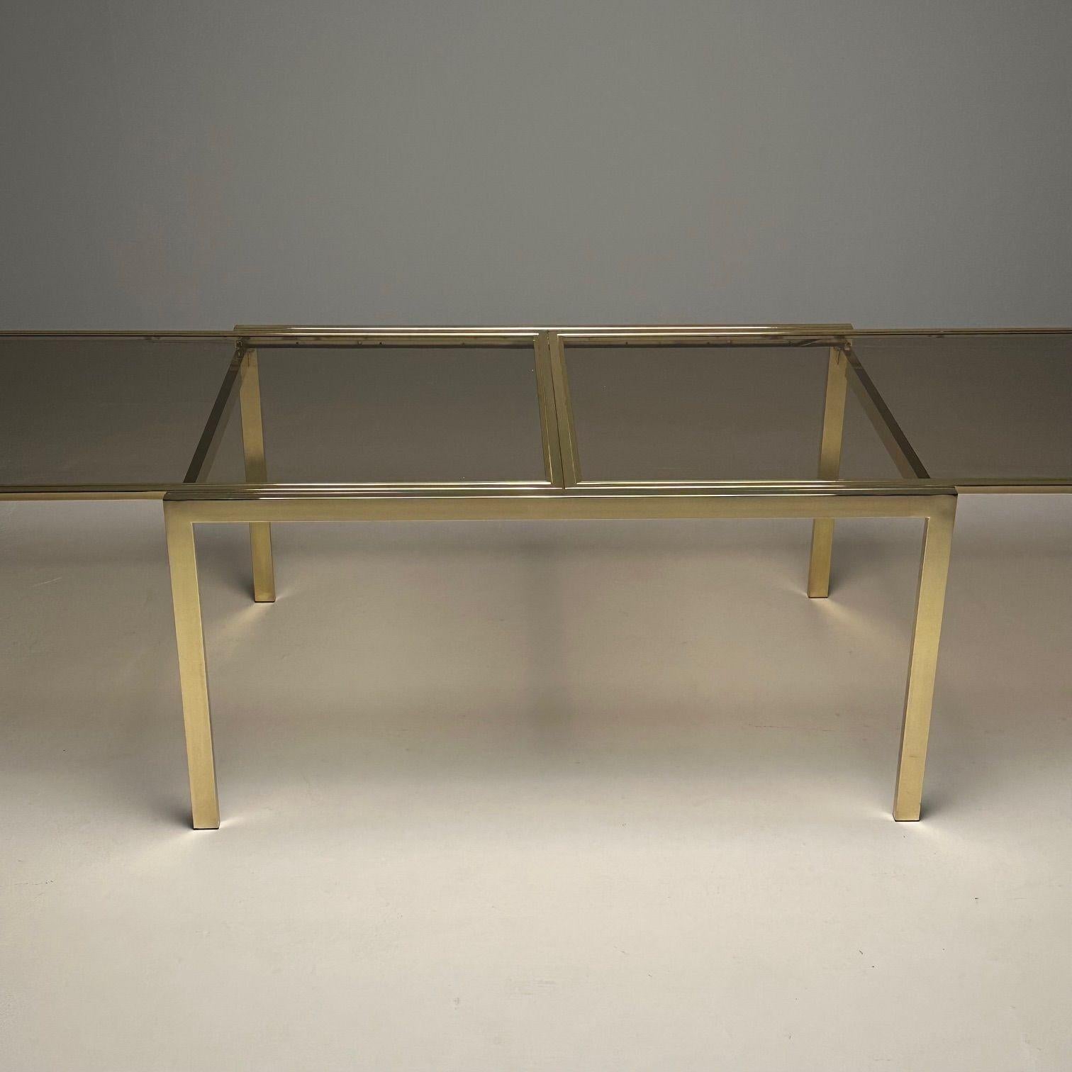 Milo Baughman, DIA, Mid-Century Modern Dining Table, Smoked Glass, Brass, Canada For Sale 7