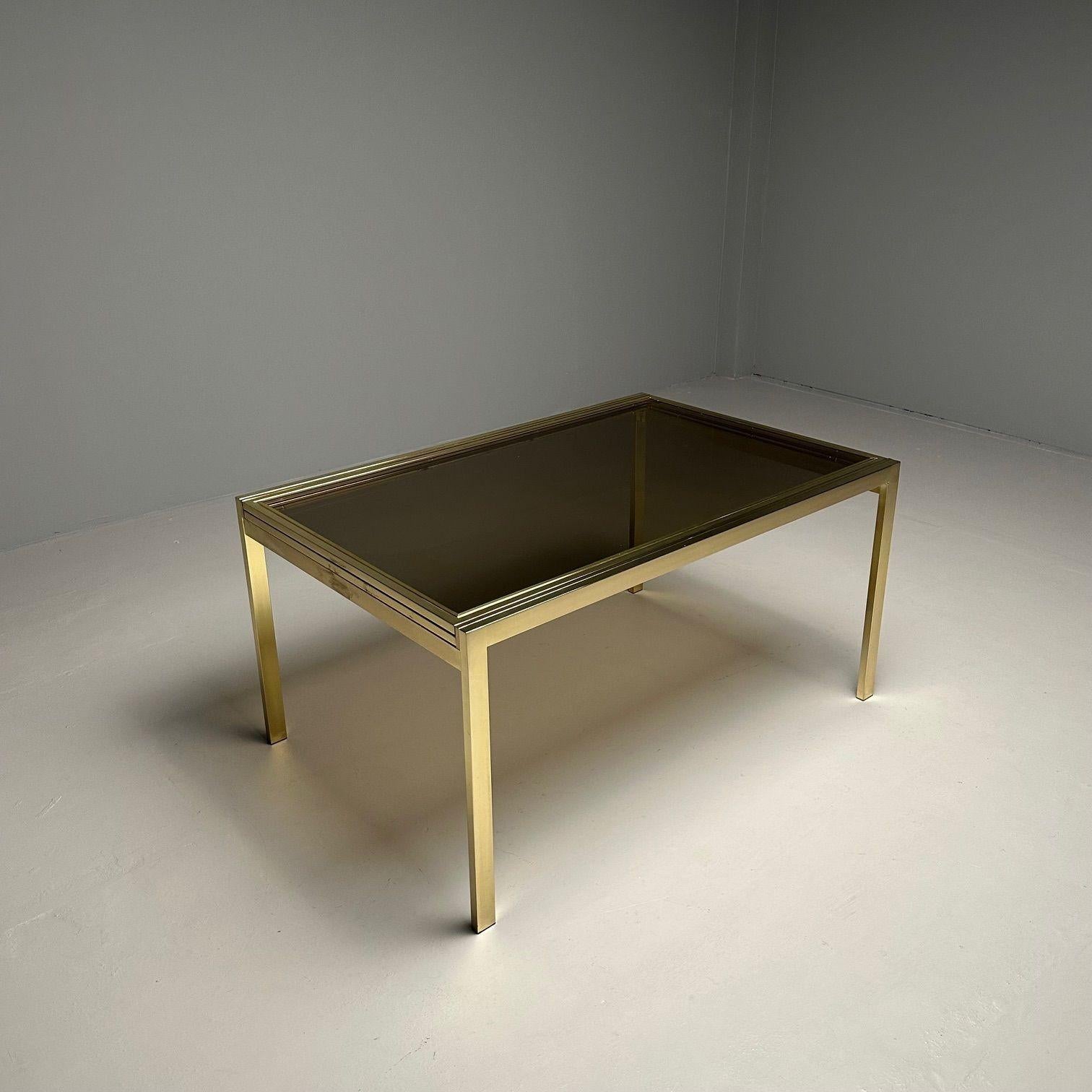 Milo Baughman, DIA, Mid-Century Modern Dining Table, Smoked Glass, Brass, Canada For Sale 10