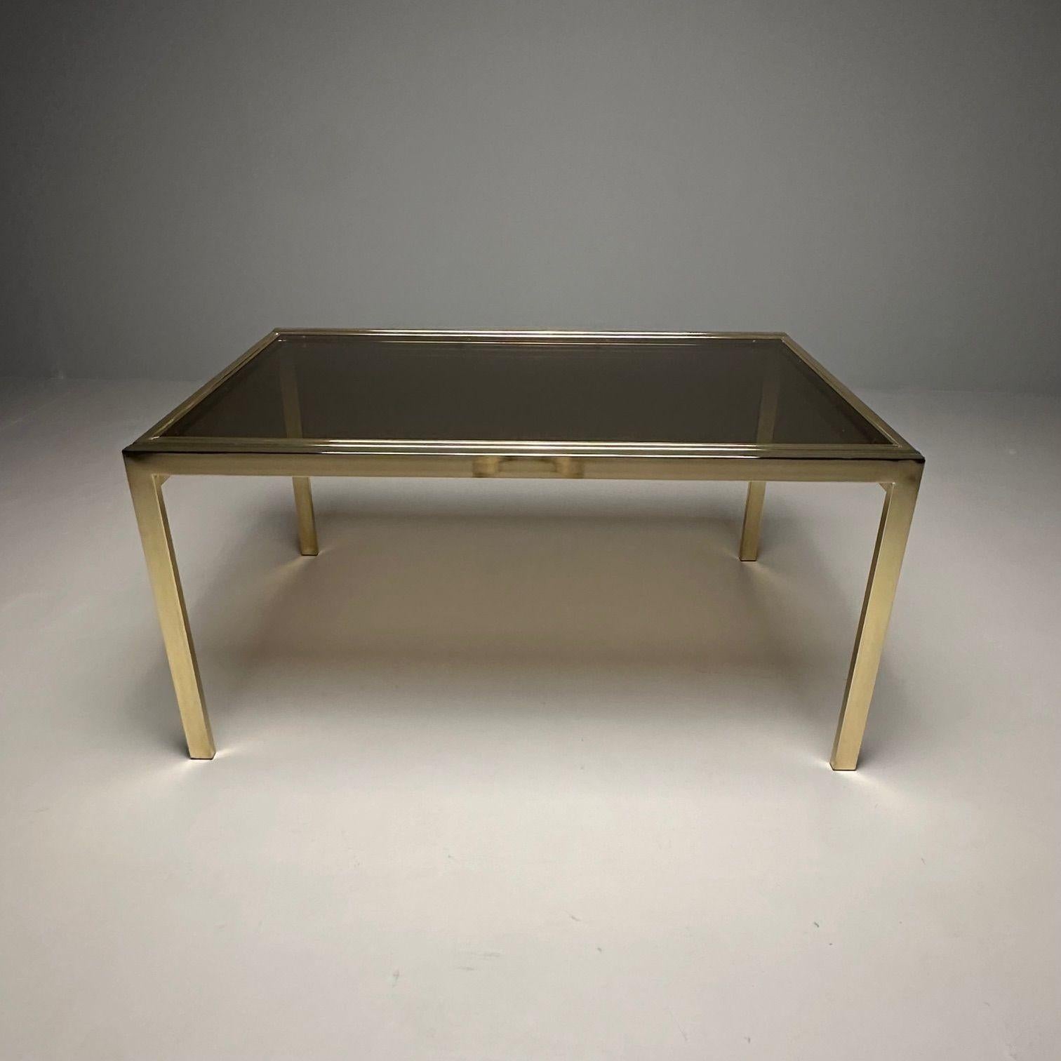 Milo Baughman, DIA, Mid-Century Modern Dining Table, Smoked Glass, Brass, Canada In Good Condition For Sale In Stamford, CT