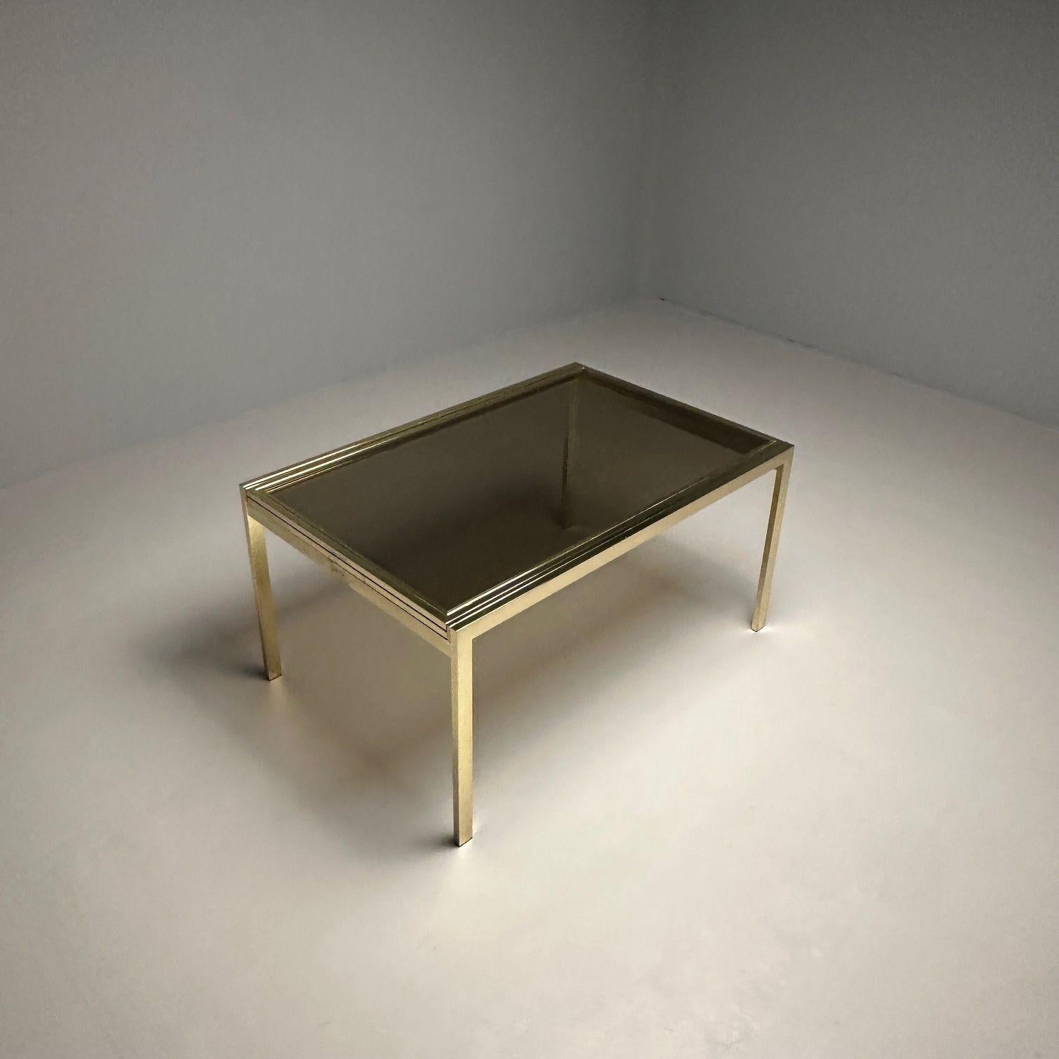 20th Century Milo Baughman, DIA, Mid-Century Modern Dining Table, Smoked Glass, Brass, Canada For Sale