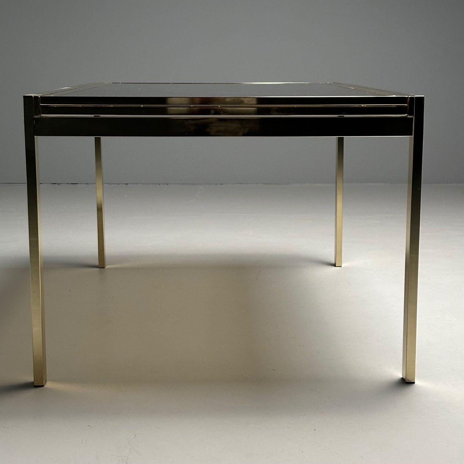 Milo Baughman, DIA, Mid-Century Modern Dining Table, Smoked Glass, Brass, Canada 1