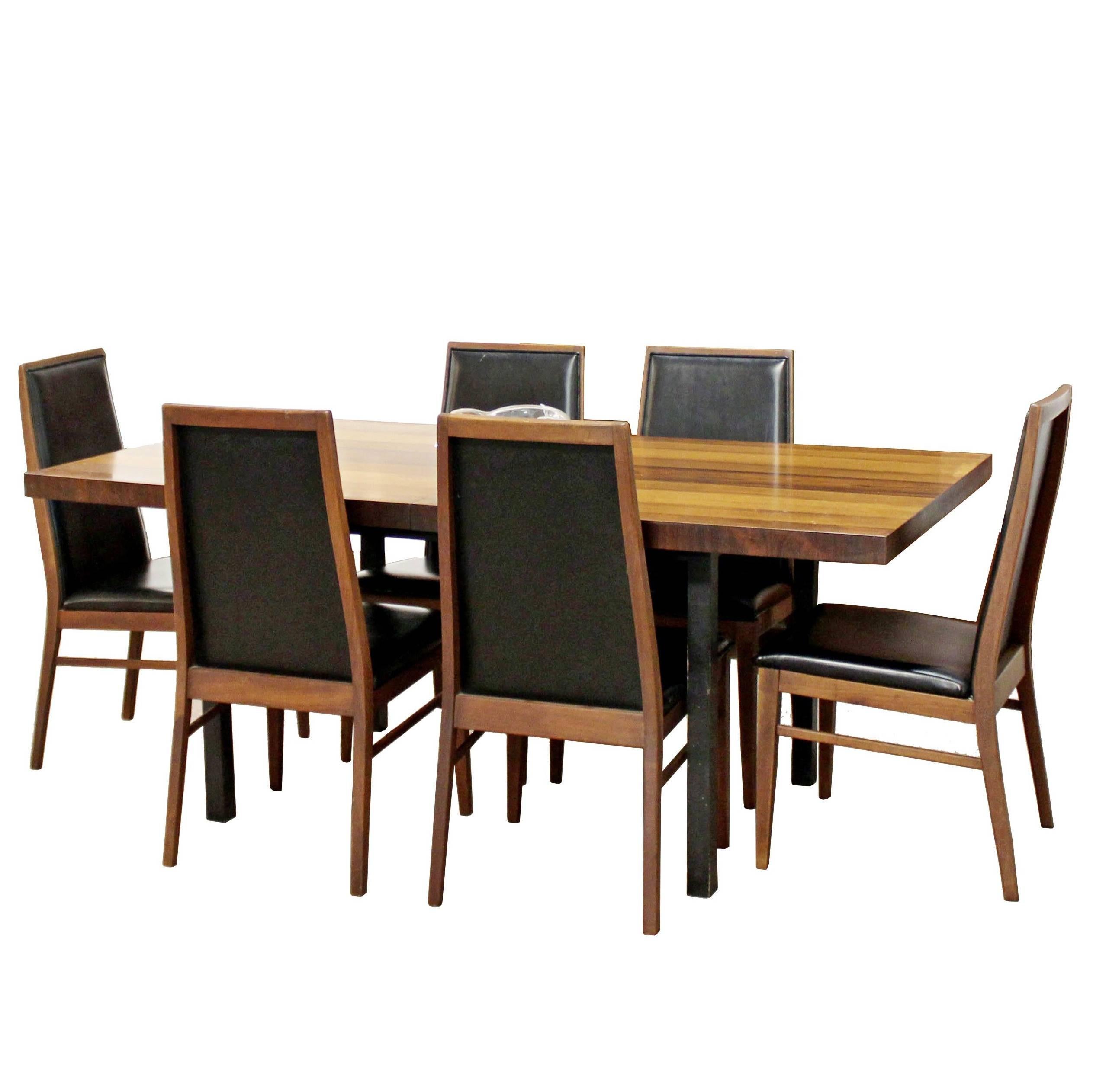 Mid-Century Modern Milo Baughman Directional Dining Table Dillinghman Six Chairs