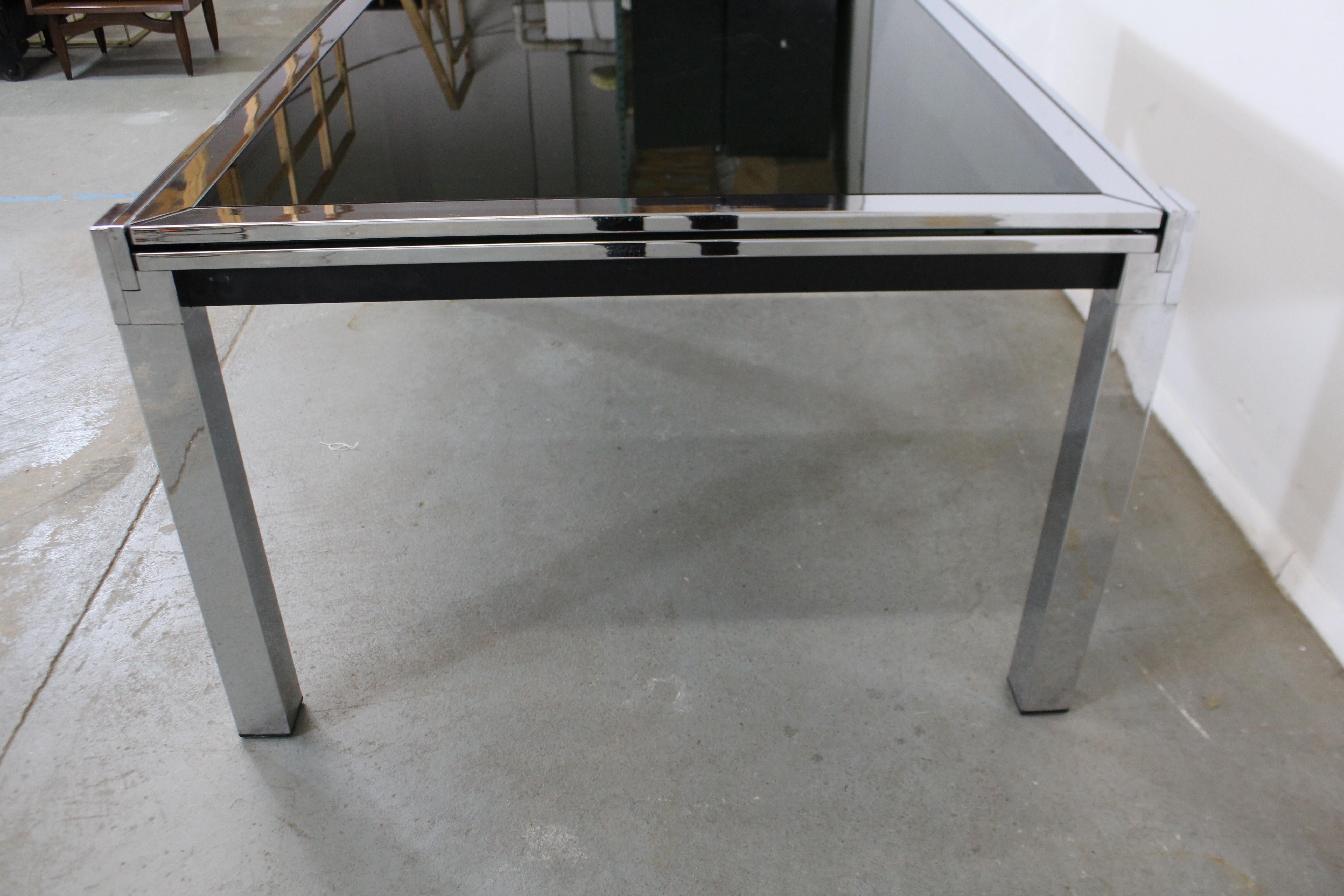 20th Century DIA Mid-Century Modern Glass & Chrome Extendable Dining Table