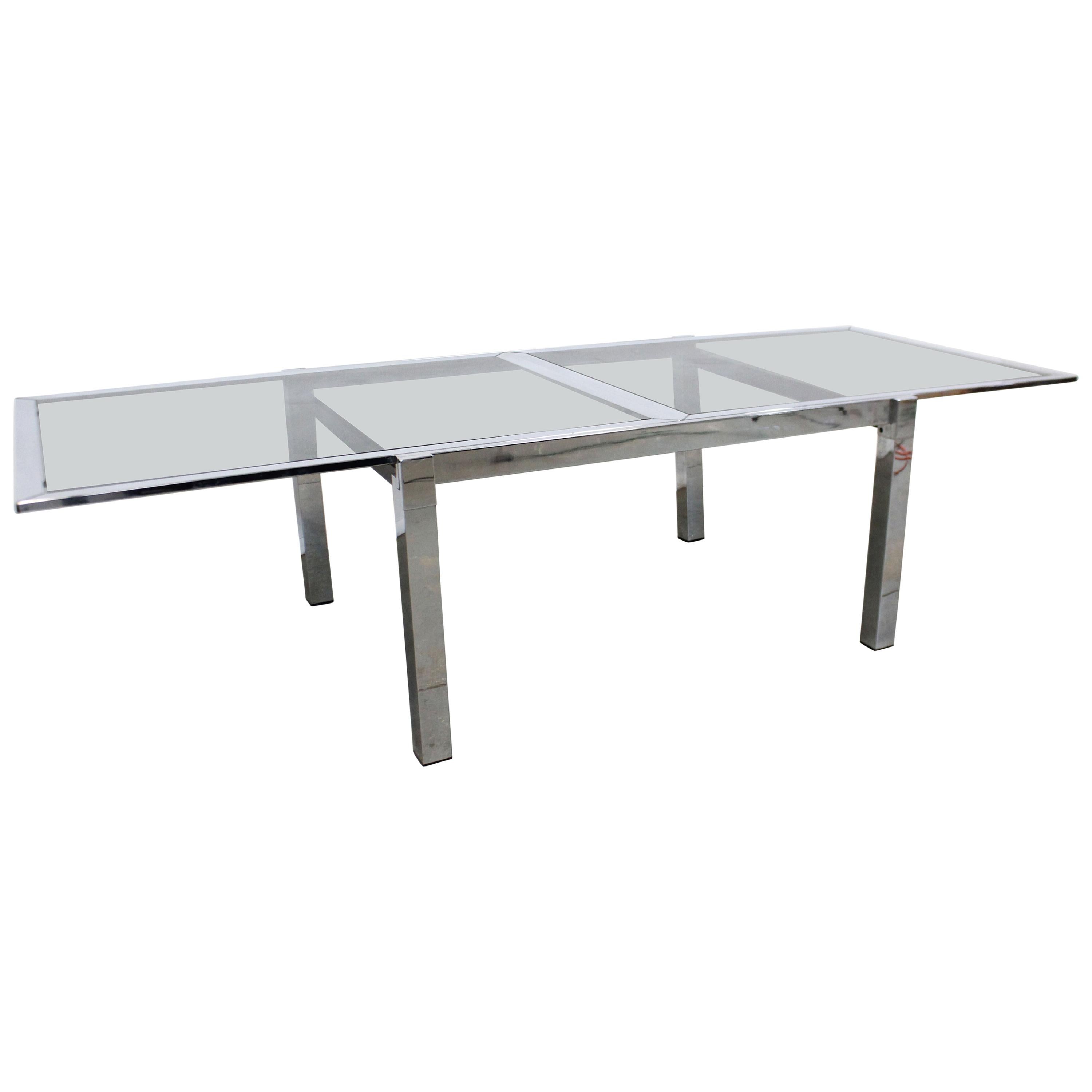 DIA Mid-Century Modern Glass & Chrome Extendable Dining Table