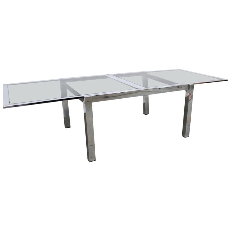 Chrome Extendable Dining Table, Extendable Glass Dining Table