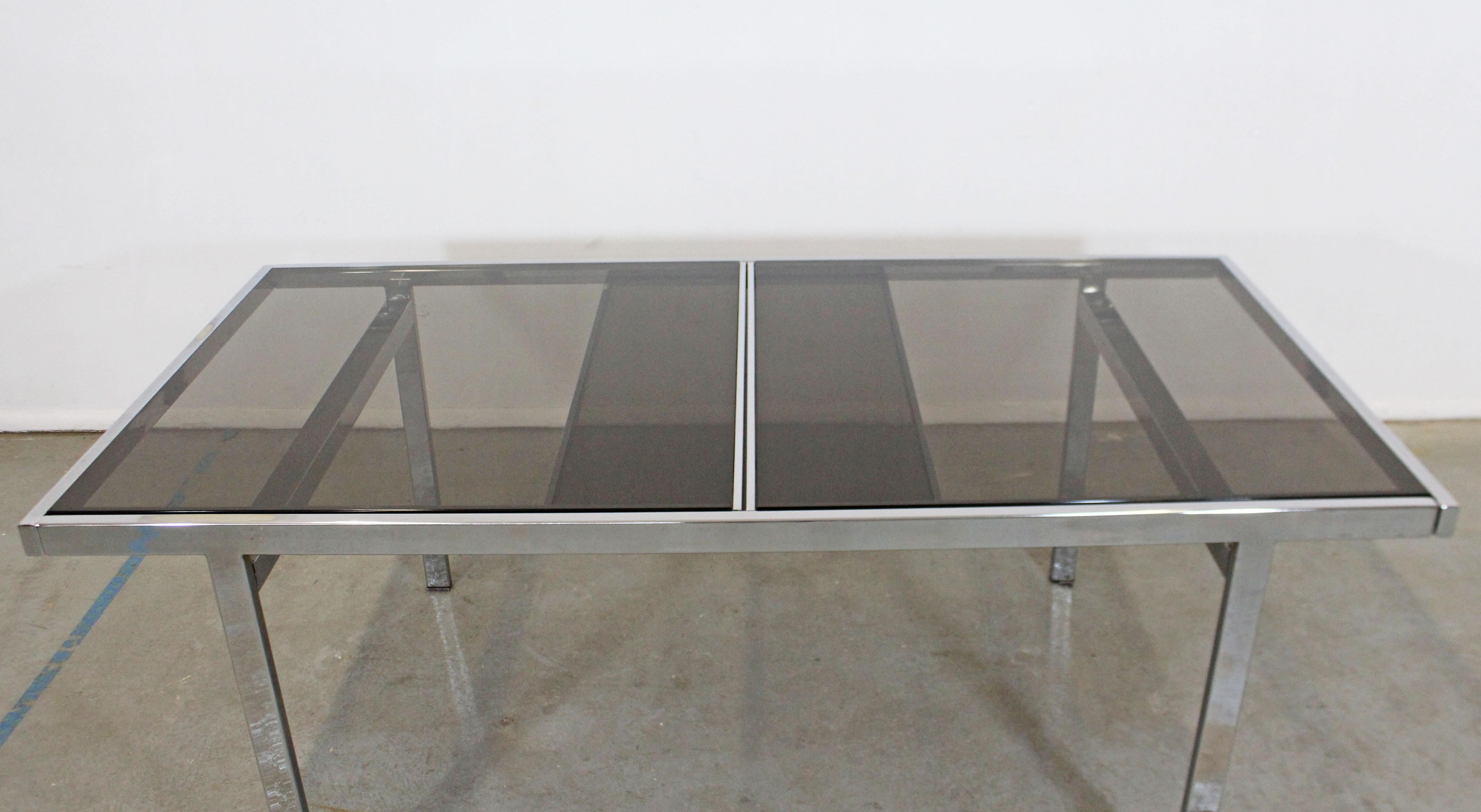 Late 20th Century Mid-Century Modern Milo Baughman D.I.A. Extendable Chrome Glass Dining Table