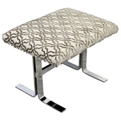 Mid-Century Modern Milo Baughman for DIA Velvet Chrome Bench Ottoman Seat, 1970s