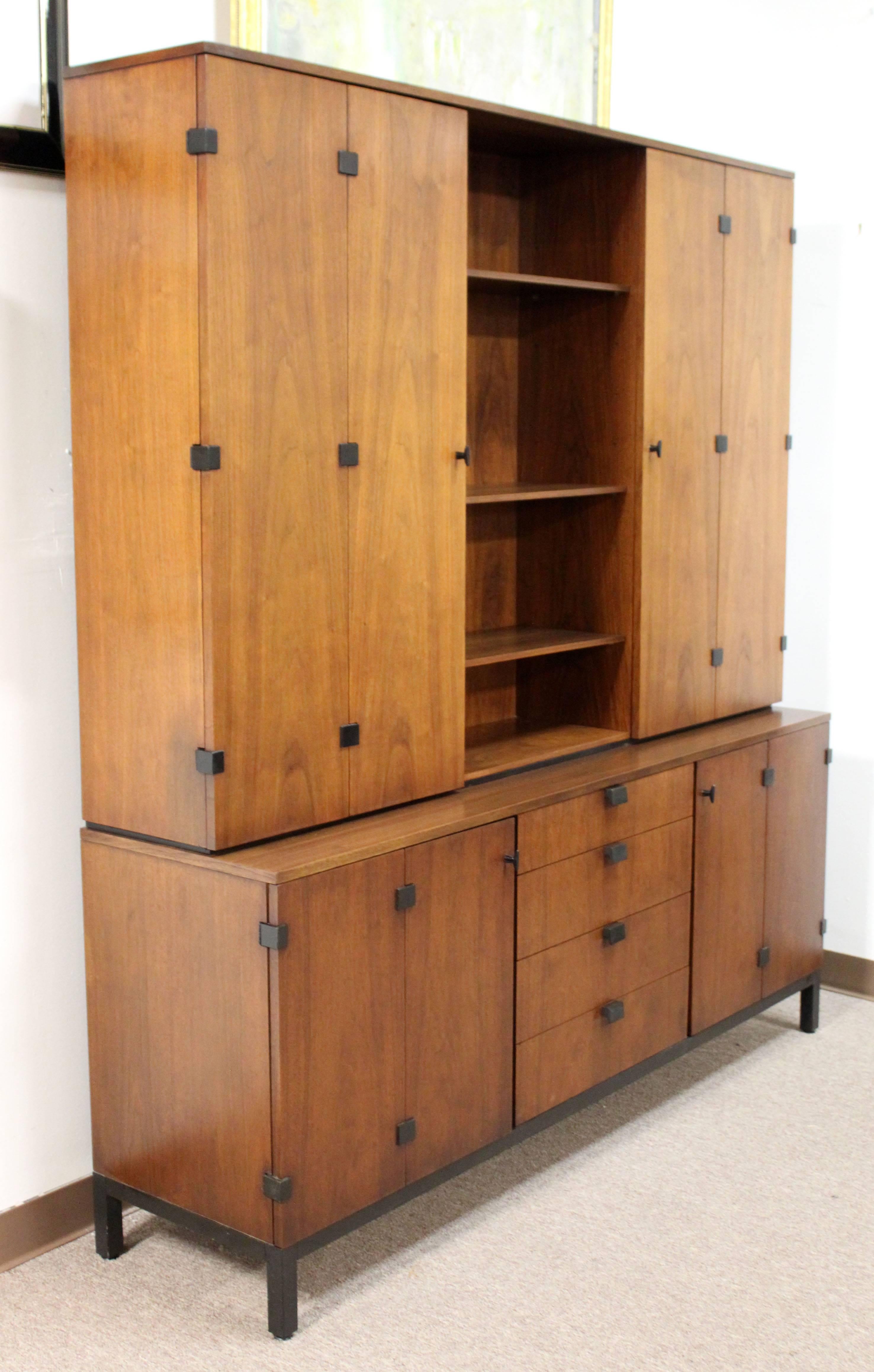 For your consideration is an incredible, walnut credenza and removable hutch, by Merton Gershun for Dillingham, circa the 1960s. In excellent condition, with some minor surface scratches. The dimensions are 72