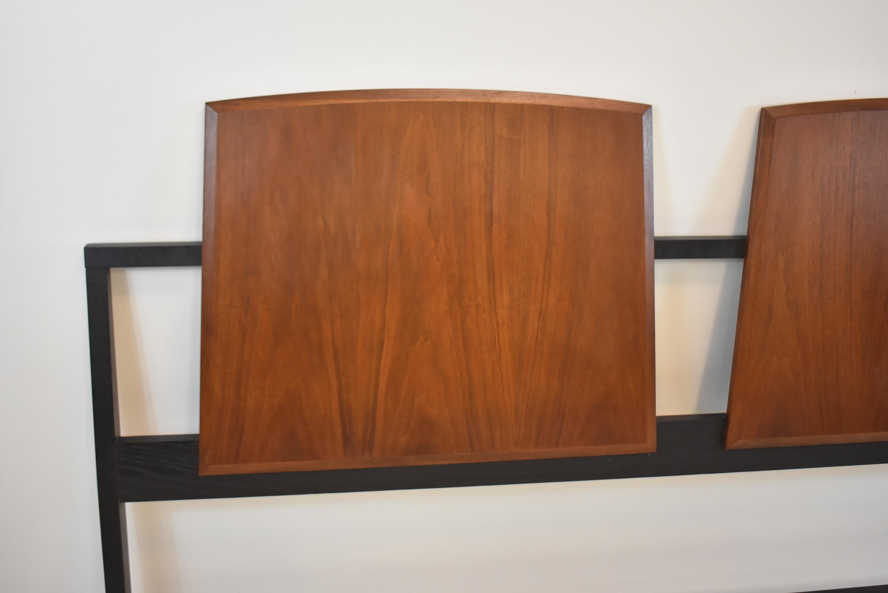 North American Mid Century Modern Milo Baughman For Directional King Size Walnut Headboard  For Sale