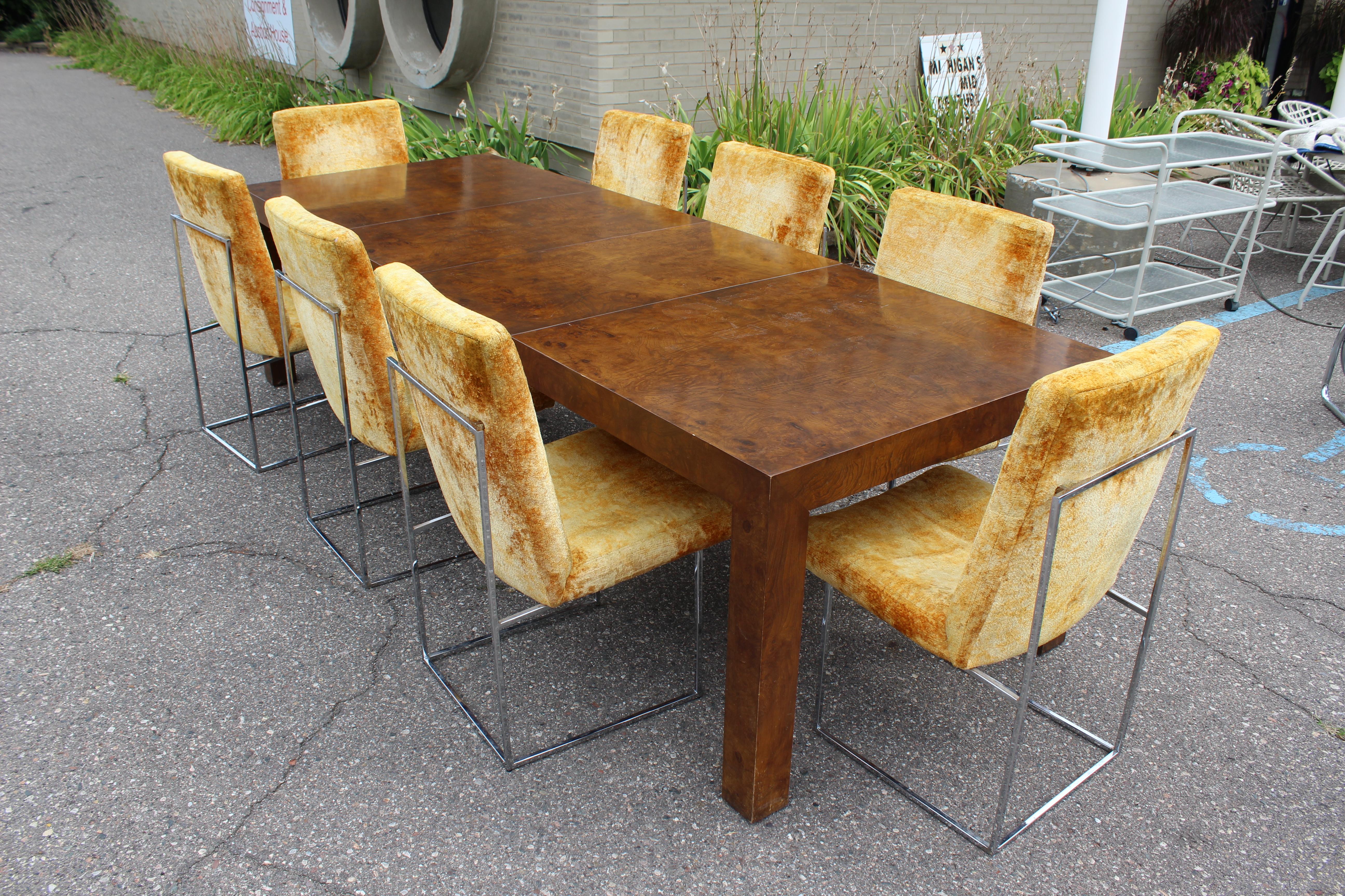 Mid-Century Modern Milo Baughman for Parsons Burl Wood Dining Table In Good Condition In Keego Harbor, MI