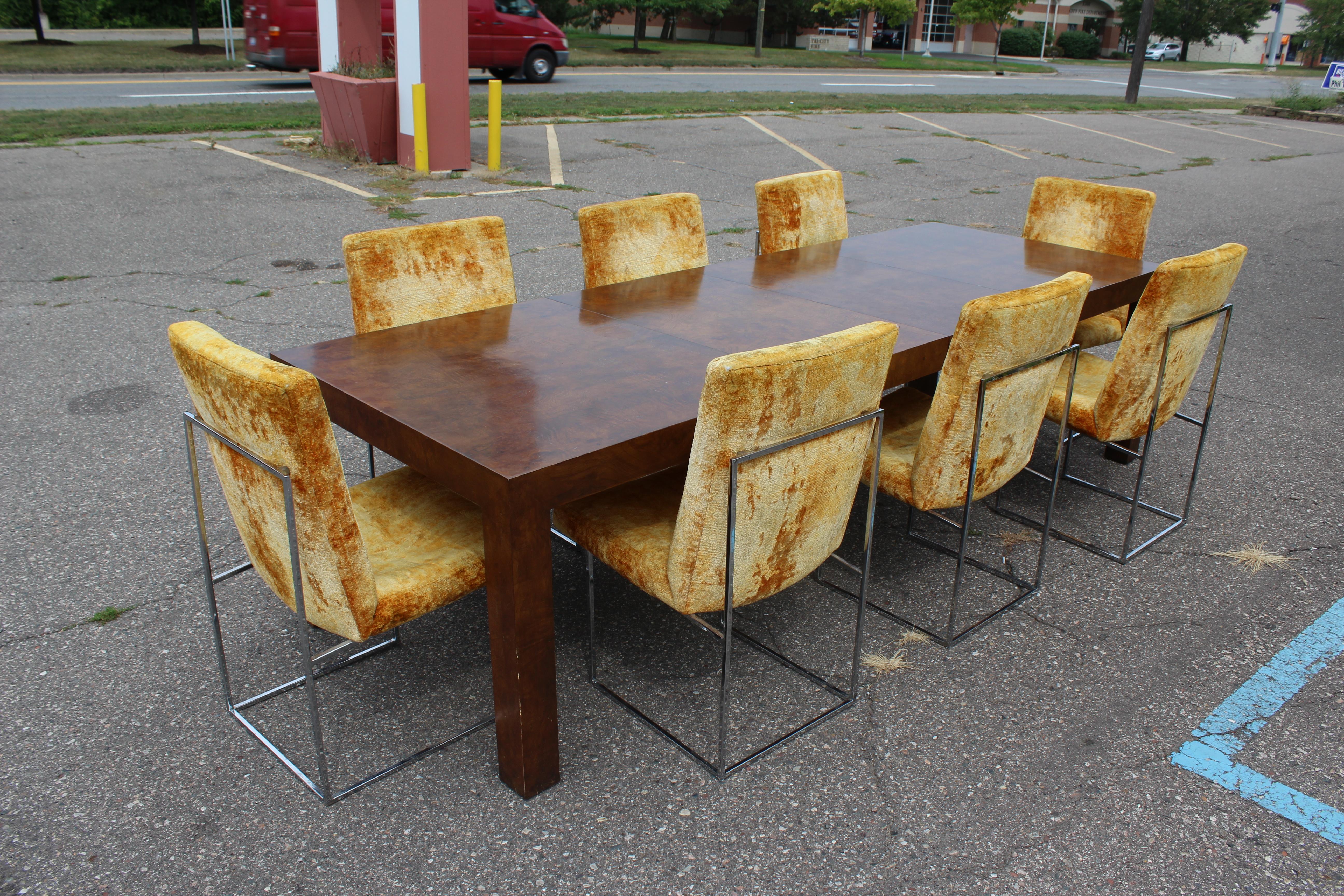Late 20th Century Mid-Century Modern Milo Baughman for Parsons Burl Wood Dining Table