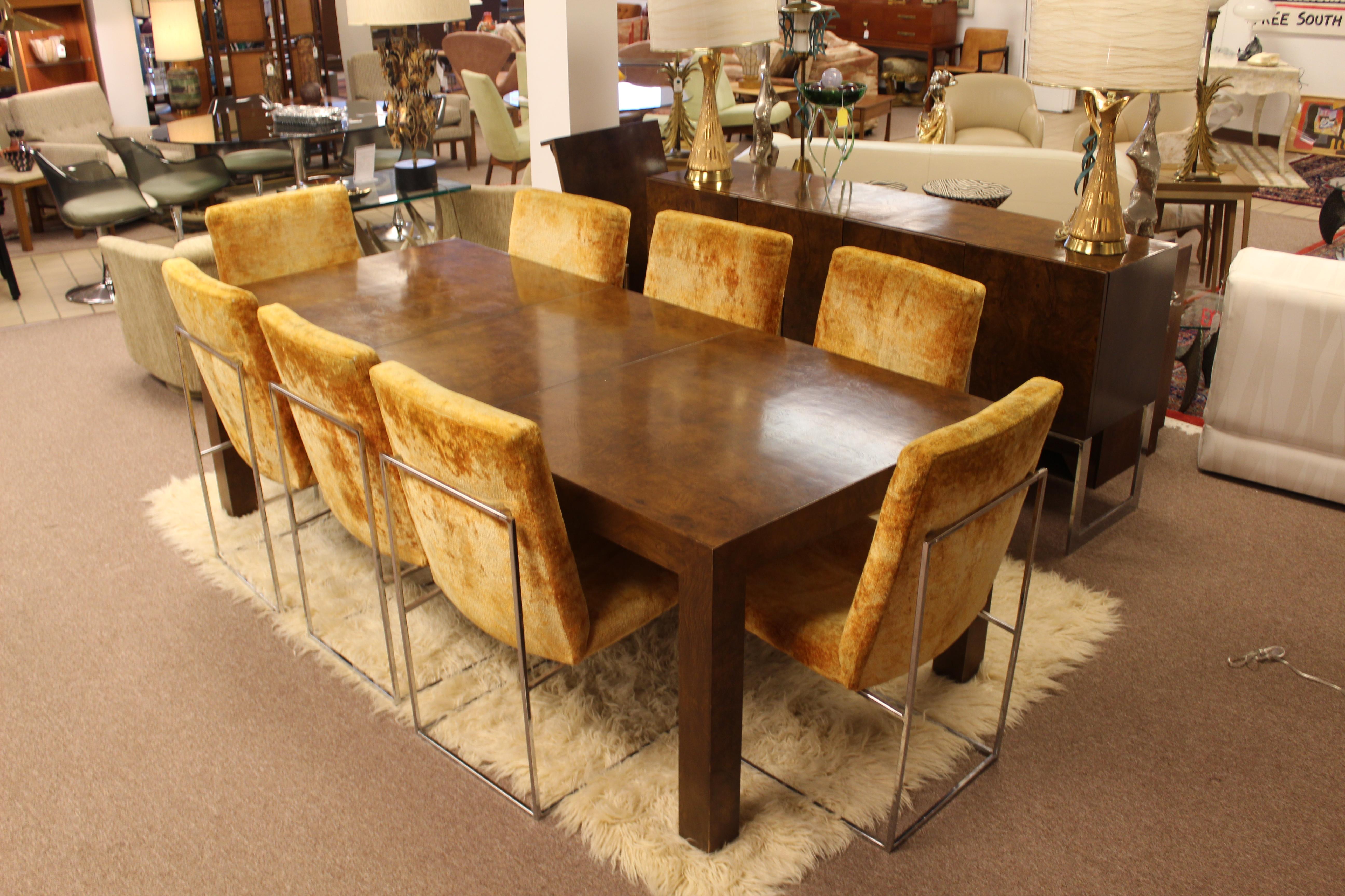 Mid-Century Modern Milo Baughman for Parsons Burl Wood Dining Table 1