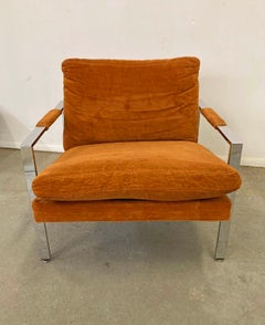 Mid-Century Modern Milo Baughman for Thayer Coggin Chrome Flat Bar Lounge Chair