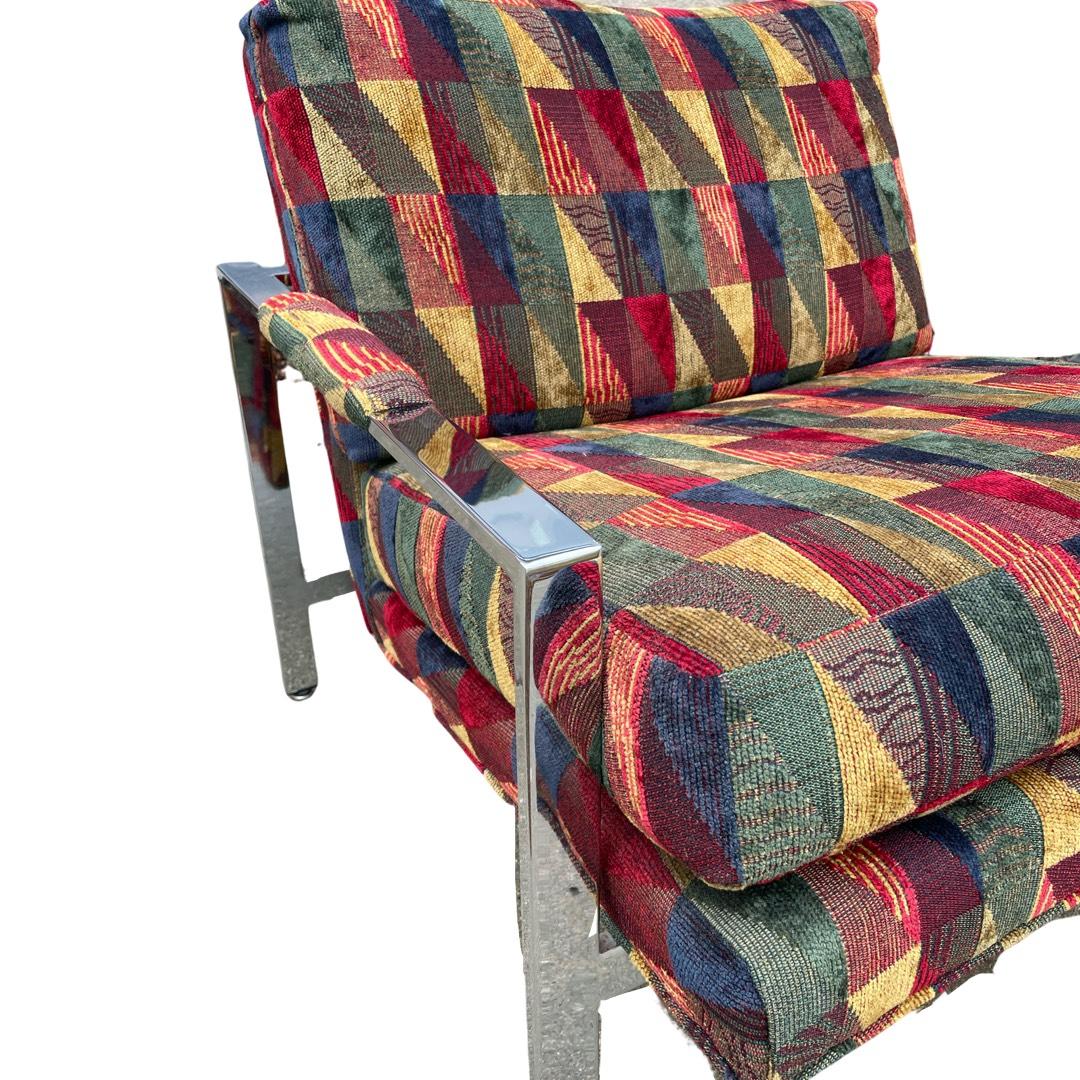Unknown Mid-Century Modern Milo Baughman for Thayer Coggin Chrome Flat Bar Lounge Chair