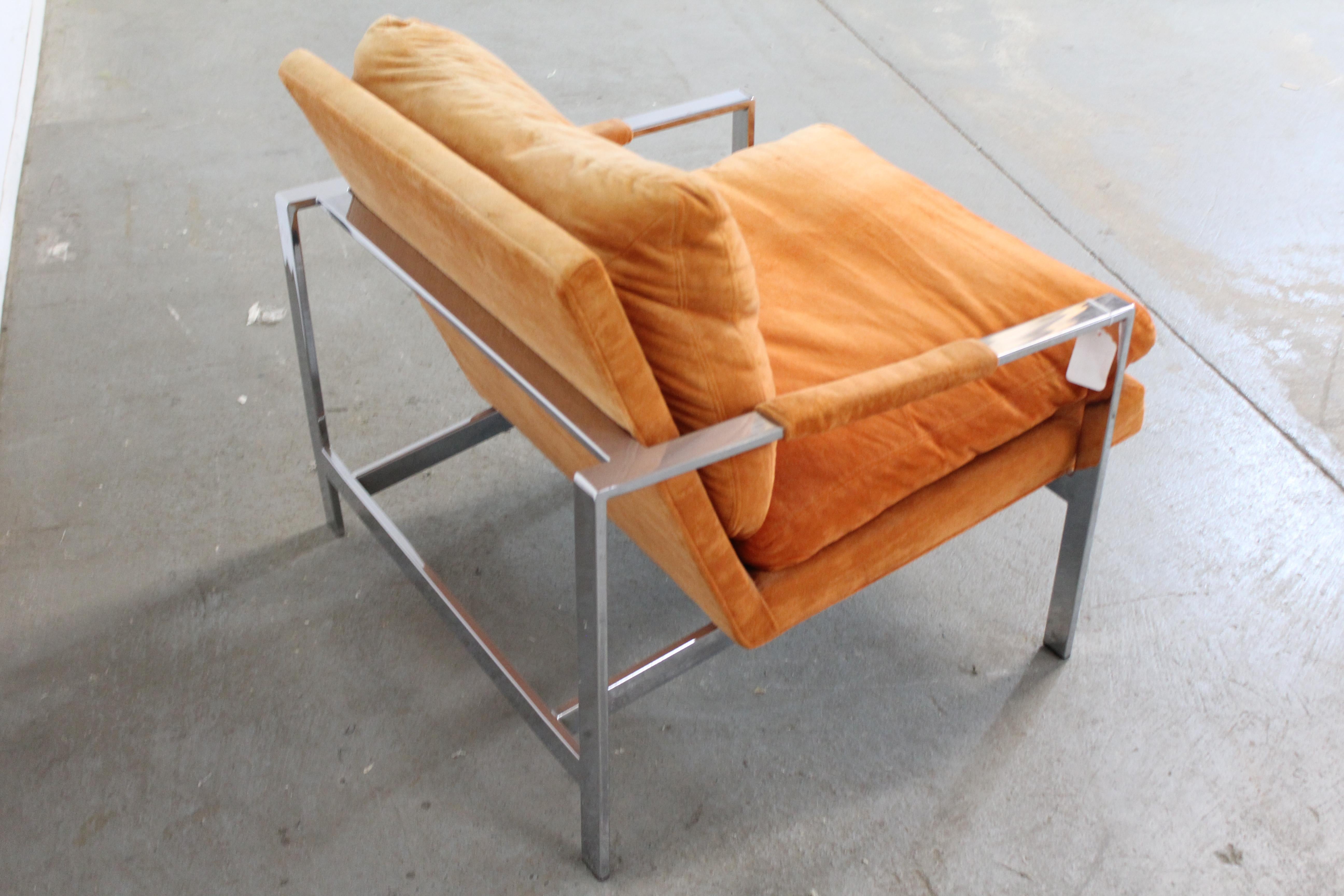 Late 20th Century Mid-Century Modern Milo Baughman for Thayer Coggin Chrome Flat Bar Lounge Chair