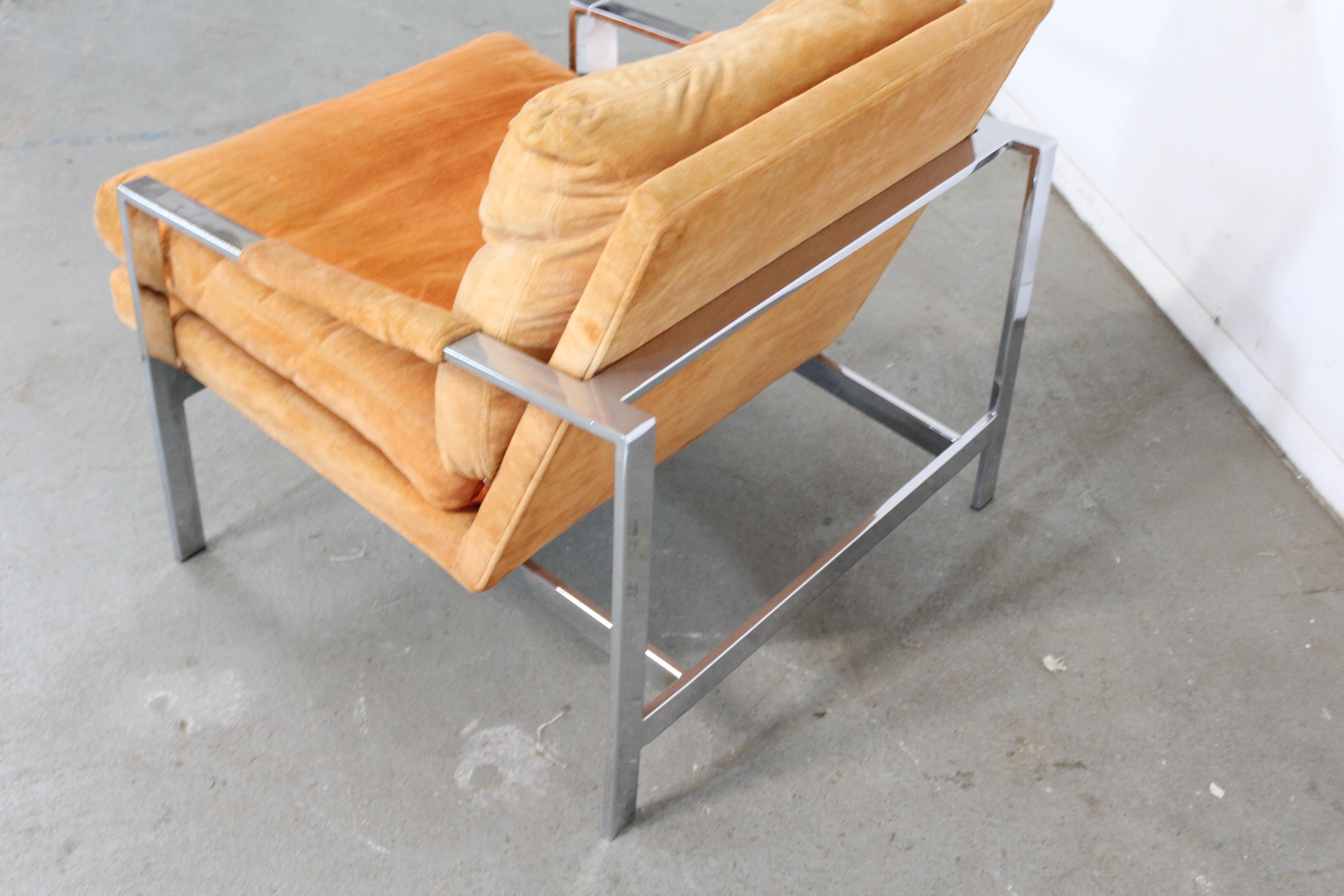 Mid-Century Modern Milo Baughman for Thayer Coggin Chrome Flat Bar Lounge Chair 4