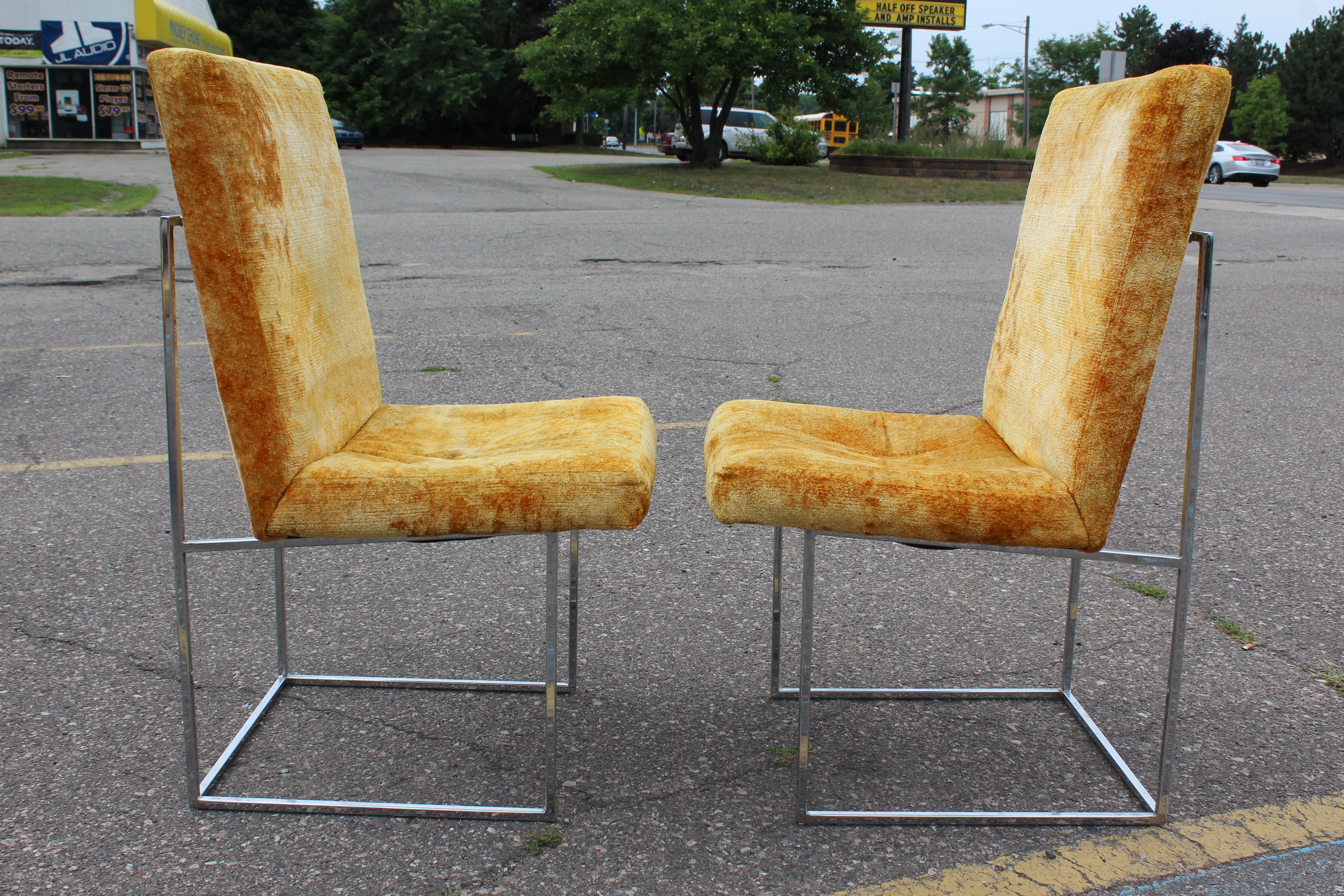 Mid-Century Modern Milo Baughman for Thayer Coggin Set of 8 Chrome Dining Chairs In Good Condition In Keego Harbor, MI