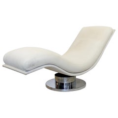 Mid-Century Modern Milo Baughman for Thayer Coggin Wave Chaise on Chrome 1970s