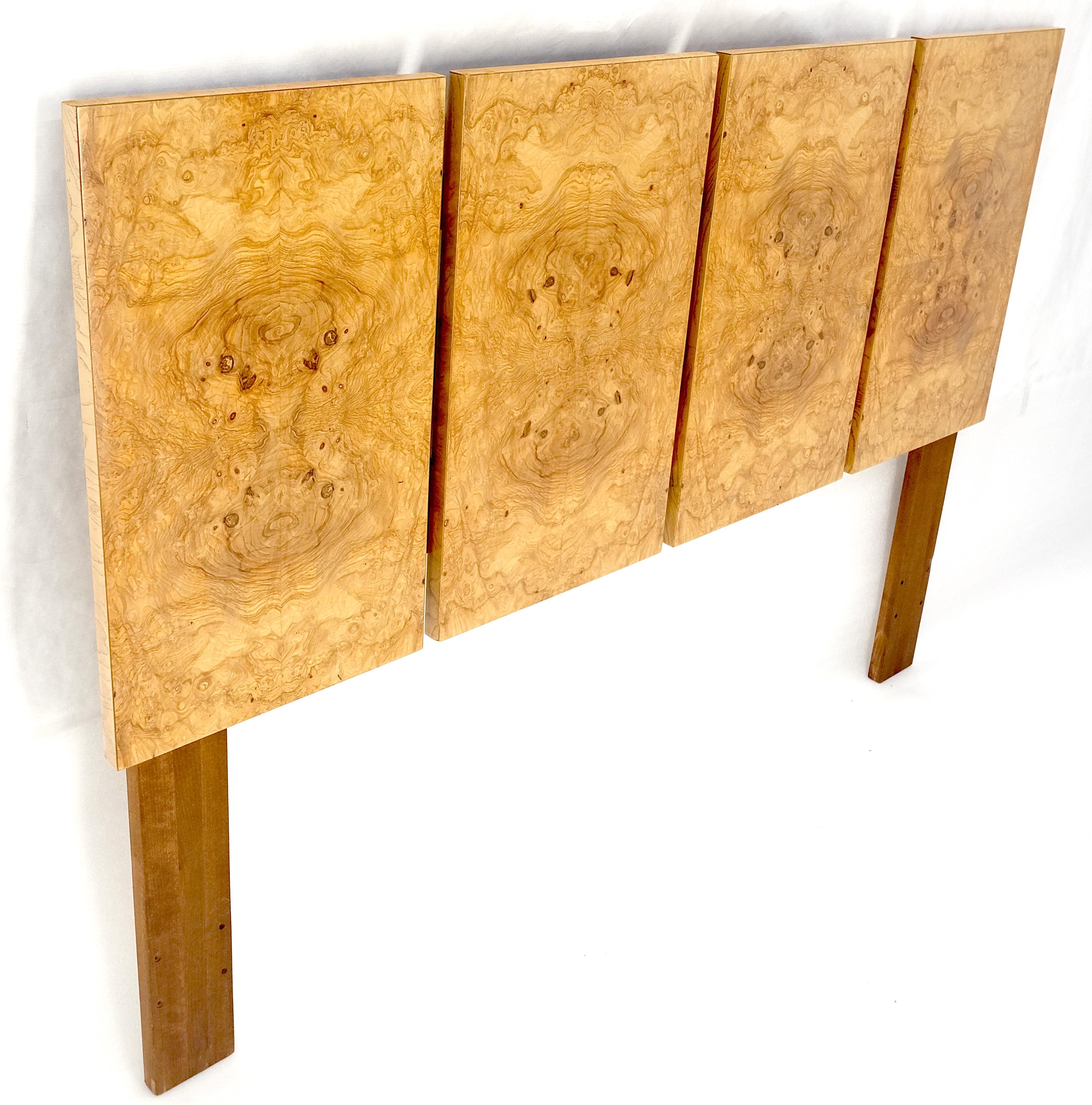 Mid Century Modern Milo Baughman Full Queen Size Burl Wood Headboard Bed MINT! In Excellent Condition For Sale In Rockaway, NJ