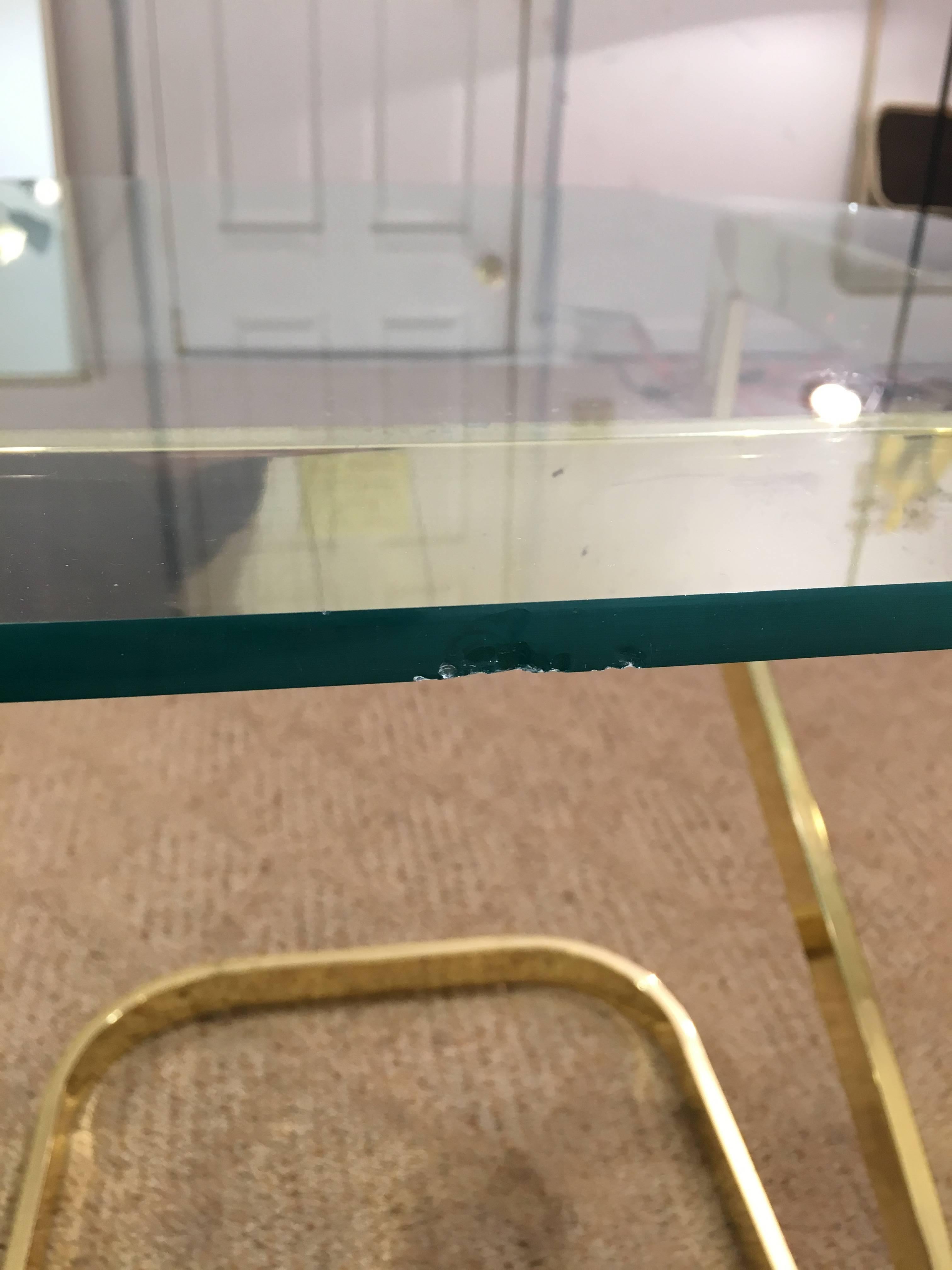 Mid-Century Modern Milo Baughman Golden Chrome Glass-Top End Table 4