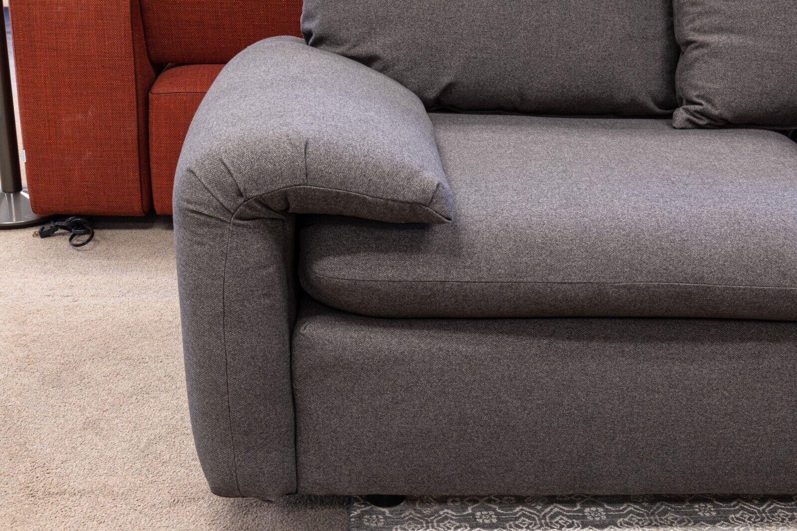 Fabric Mid-Century Modern Milo Baughman Gray Flannel Sofa for Directional