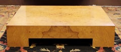 Mid-Century Modern Milo Baughman Large Low Square Burl Wood Coffee Table 1970s
