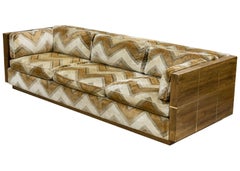 Mid-Century Modern Milo Baughman Lenor Larson Style Burlwood Sofa