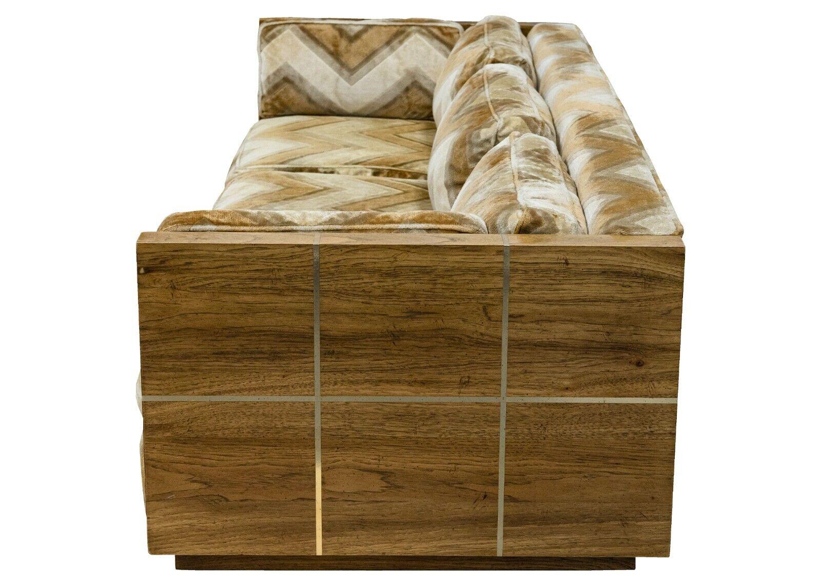 Mid-Century Modern Milo Baughman Lenor Larson Style Burlwood Sofa In Good Condition In Keego Harbor, MI
