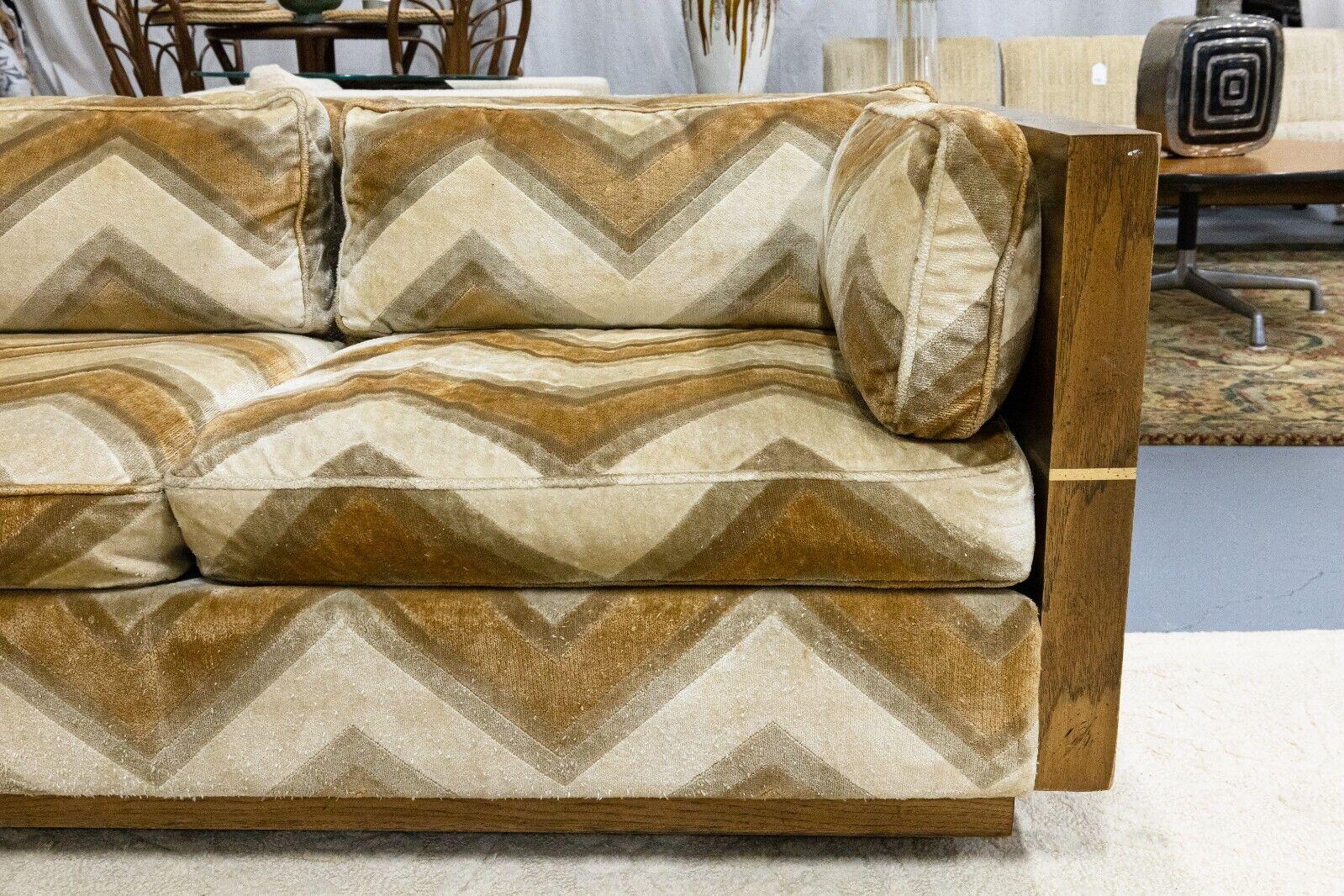 Mid-Century Modern Milo Baughman Lenor Larson Style Burlwood Sofa 1