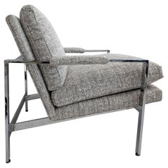 Mid century modern Milo Baughman model 951 flat bar chrome armchair, USA 1970s