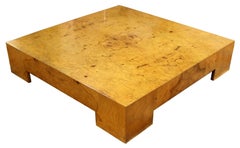 Table basse carrée en bois de ronce Milo Baughman Parsons Mid-Century Modern 1970