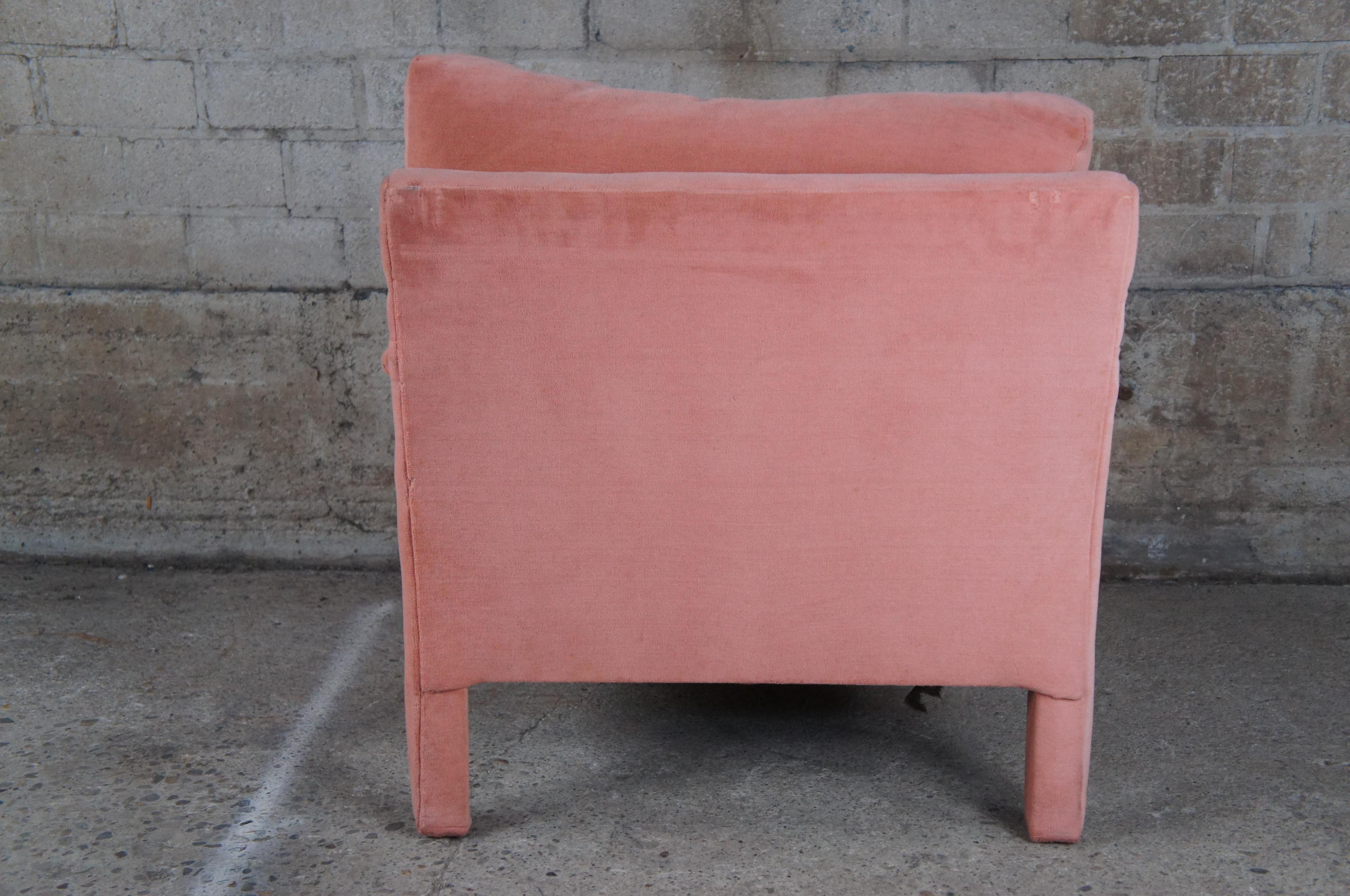 Late 20th Century Mid-Century Modern Milo Baughman Parsons Style Pink Mohair Lounge Club Armchair For Sale