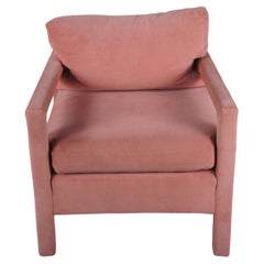 Mid-Century Modern Milo Baughman Parsons Style Pink Mohair Lounge Club Armchair