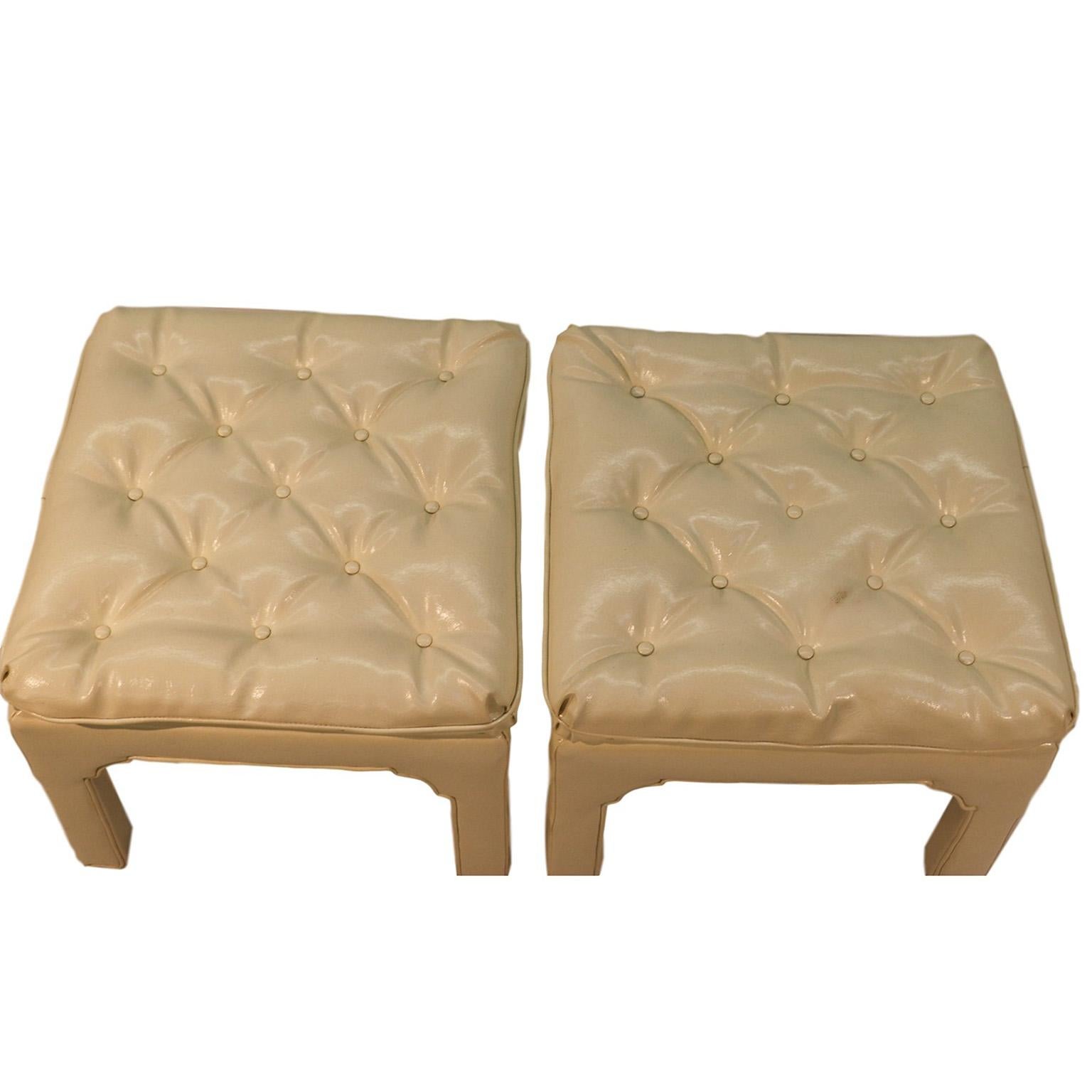 Mid-Century Modern Milo Baughman Parsons Style Tufted Benches 3