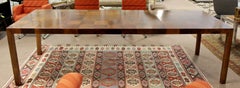 Mid-Century Modern Patchwork Wood Dining Table with 2 Leaves 1960s