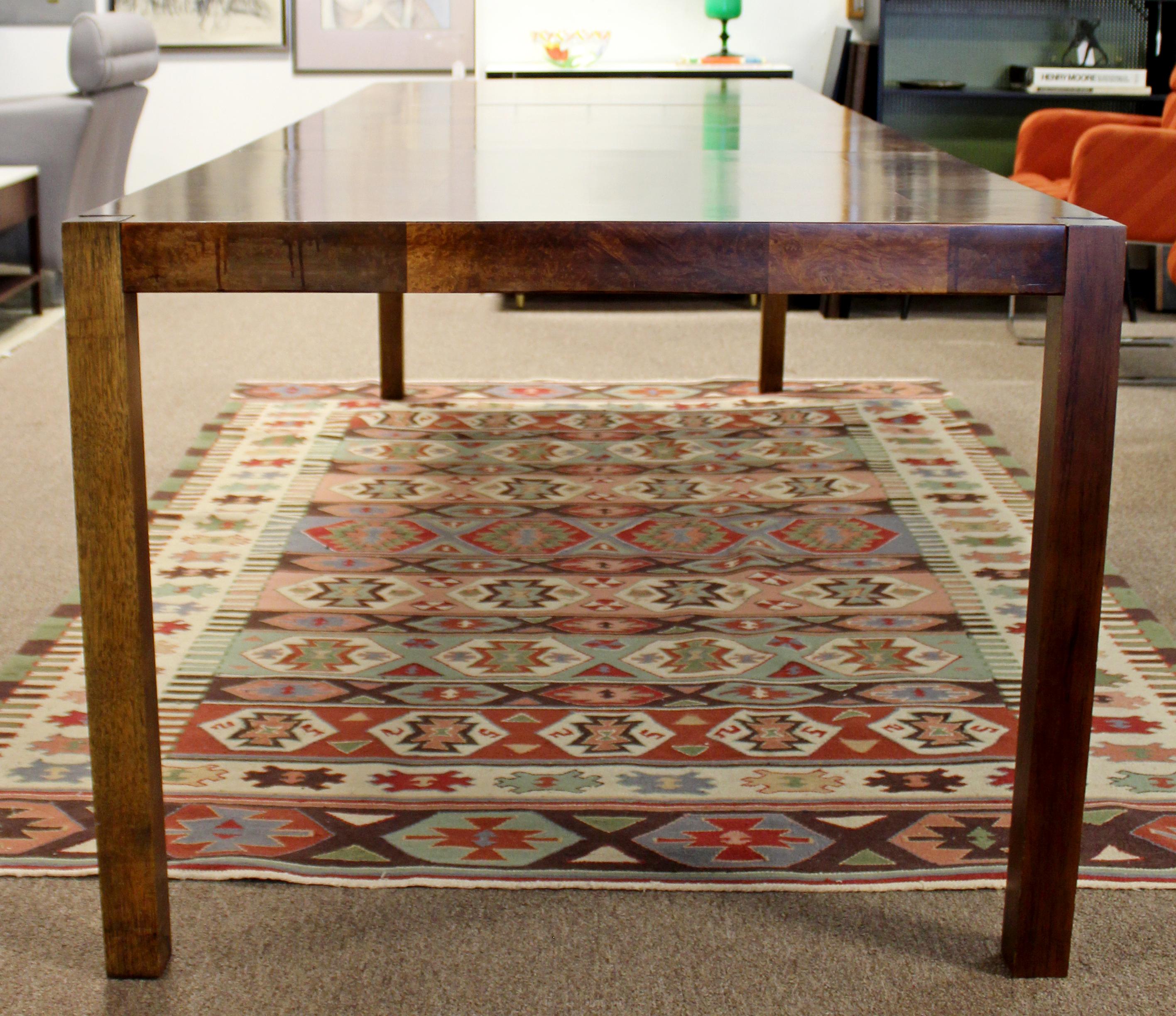 Mid-Century Modern Patchwork Wood Dining Table with 2 Leaves 1960s 3