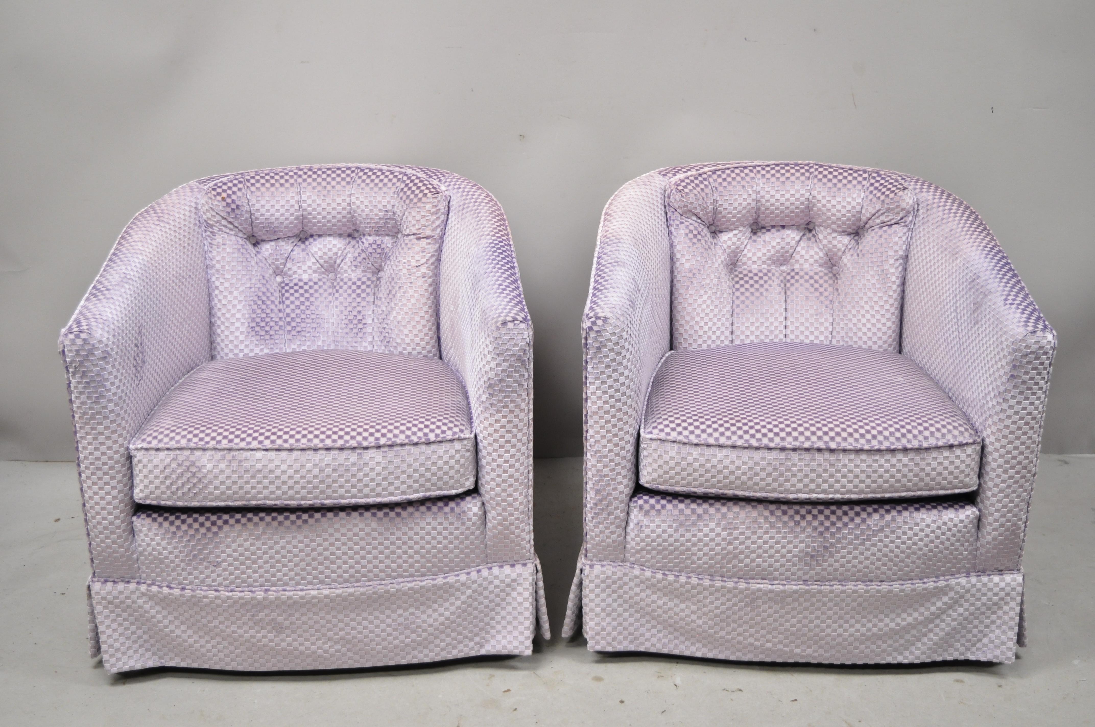Mid-Century Modern Milo Baughman Purple Barrel Back Club Lounge Chairs, a Pair For Sale 6