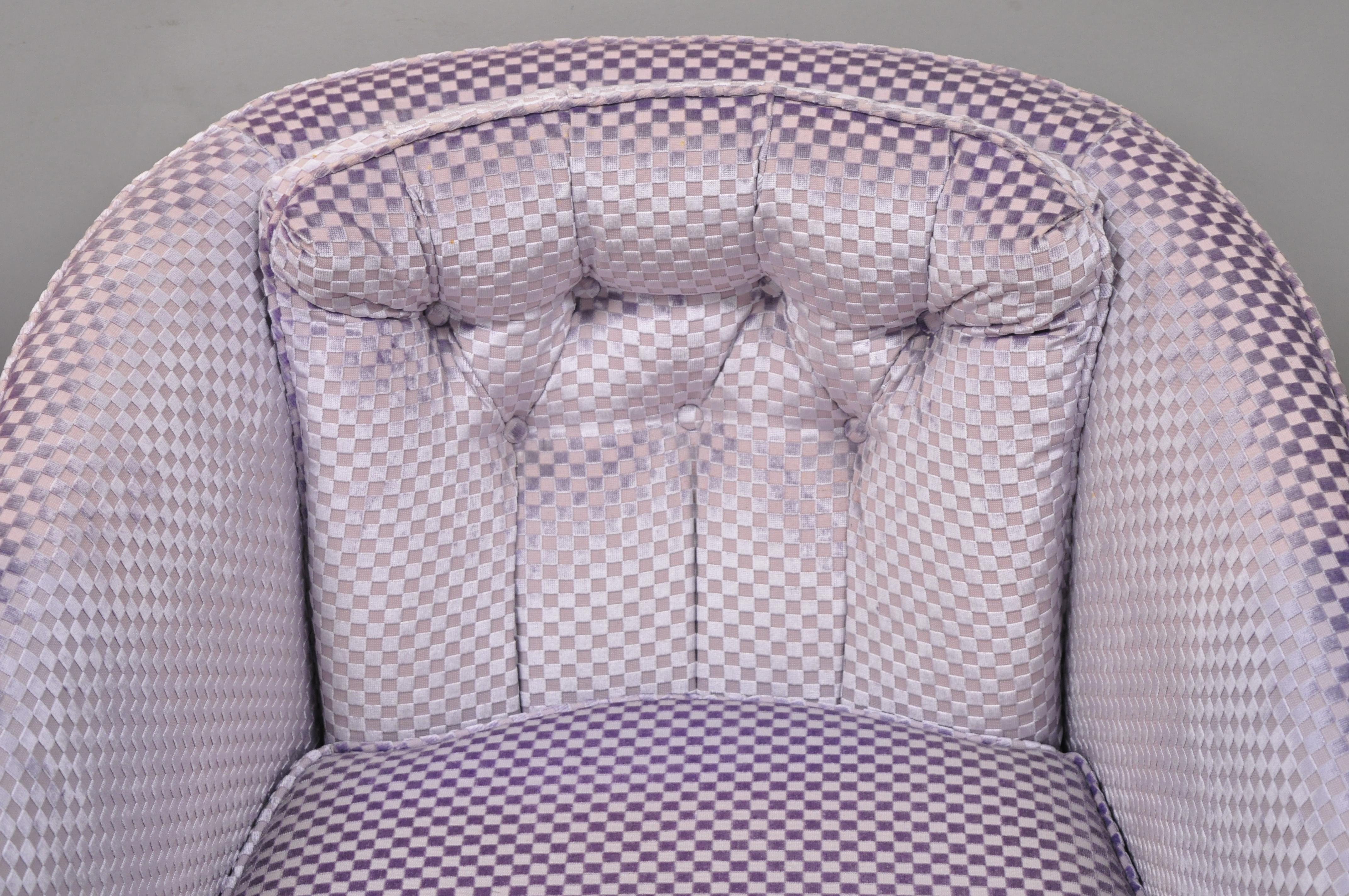 North American Mid-Century Modern Milo Baughman Purple Barrel Back Club Lounge Chairs, a Pair