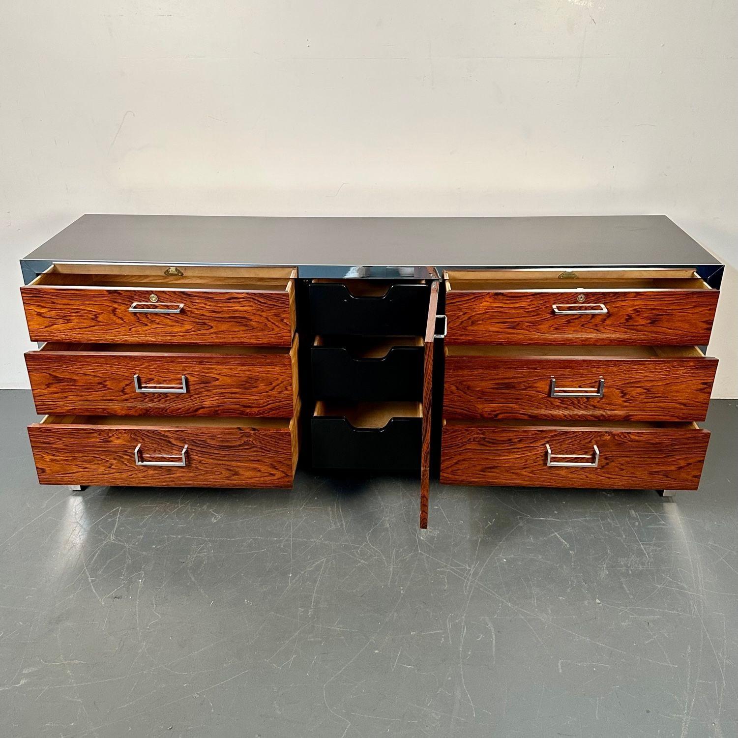 Milo Baughman, Mid-Century Modern Dresser, Rosewood, Chrome, John Stuart, 1960s For Sale 11