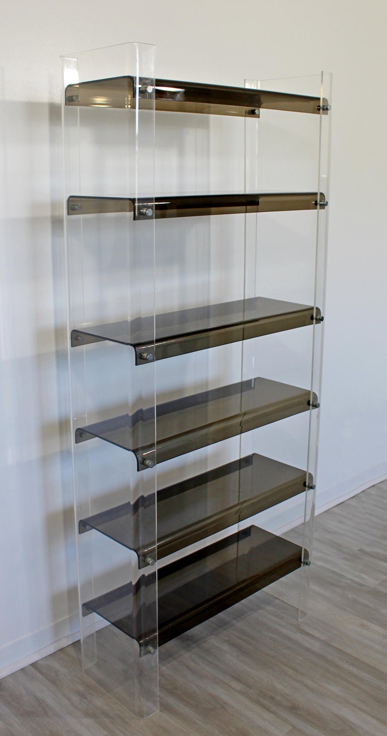 Mid-Century Modern Milo Baughman Smoked Lucite Shelving Unit Bookcase ...