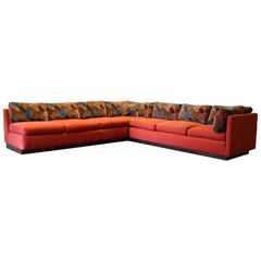 Mid-Century Modern Milo Baughman Sofa Sectional Wood Plinth Base Lenor Larsen